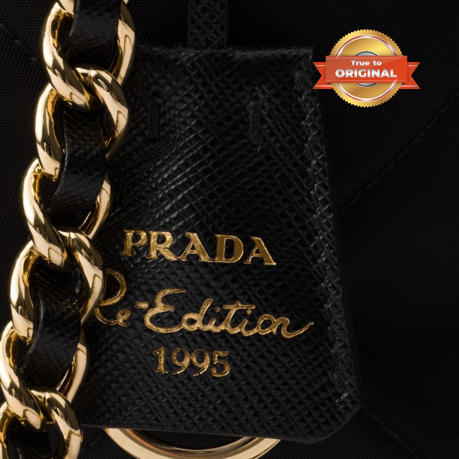 [True-to-ORIGINAL] Pra*a Re-Edition 1995 Chaîne Re-Nylon Tote Bag Black For Women 25cm/9.8in 1BG468_2AOS_F0002_V_COO