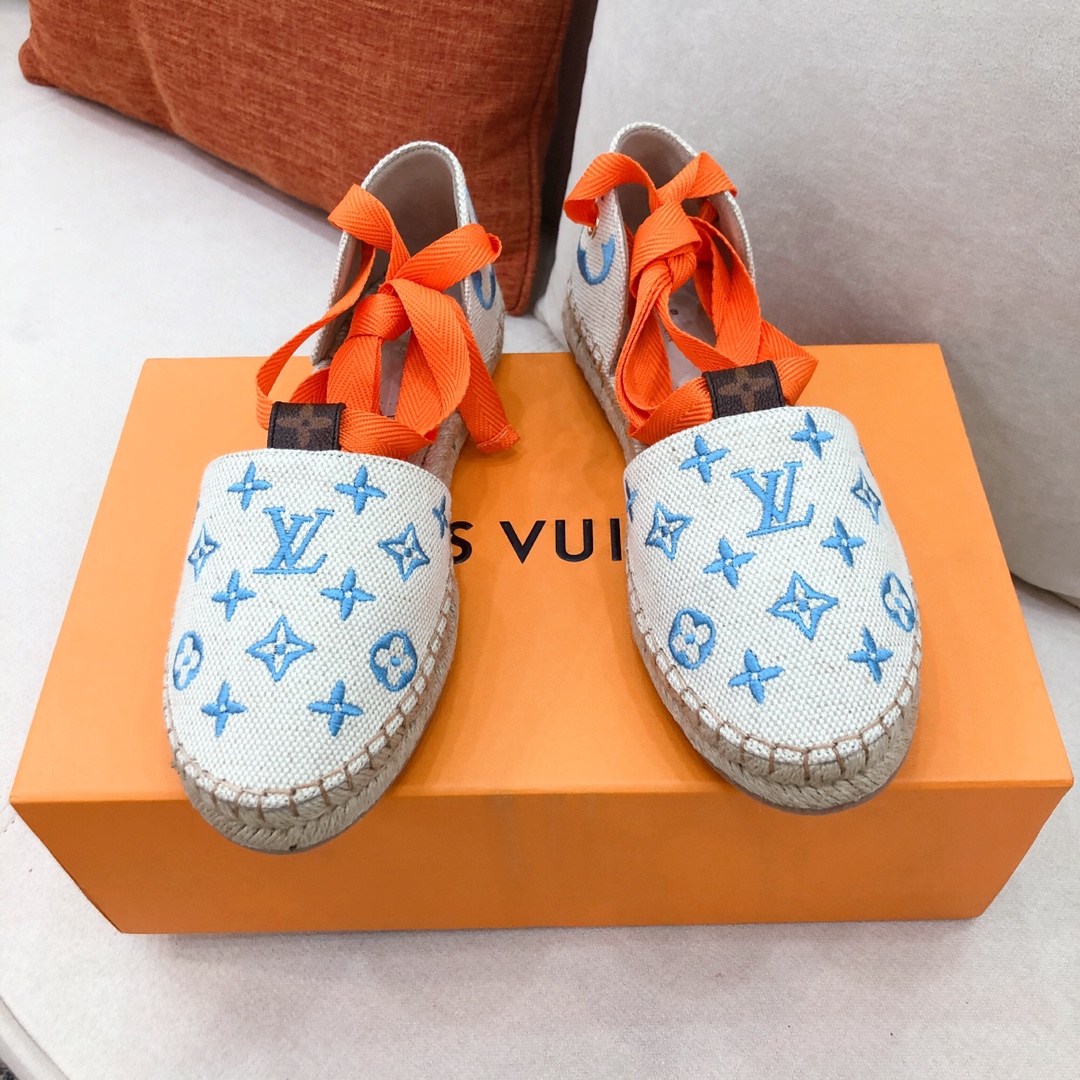L0vis Vvtt0n Women’s Starboard Flat Espadrille Blue For Women LV
