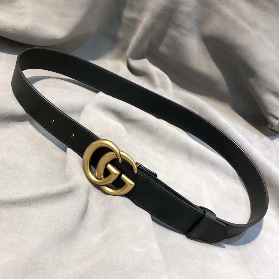 Gvc*1 Belt With Double G Buckle Black 1.2in/3cm