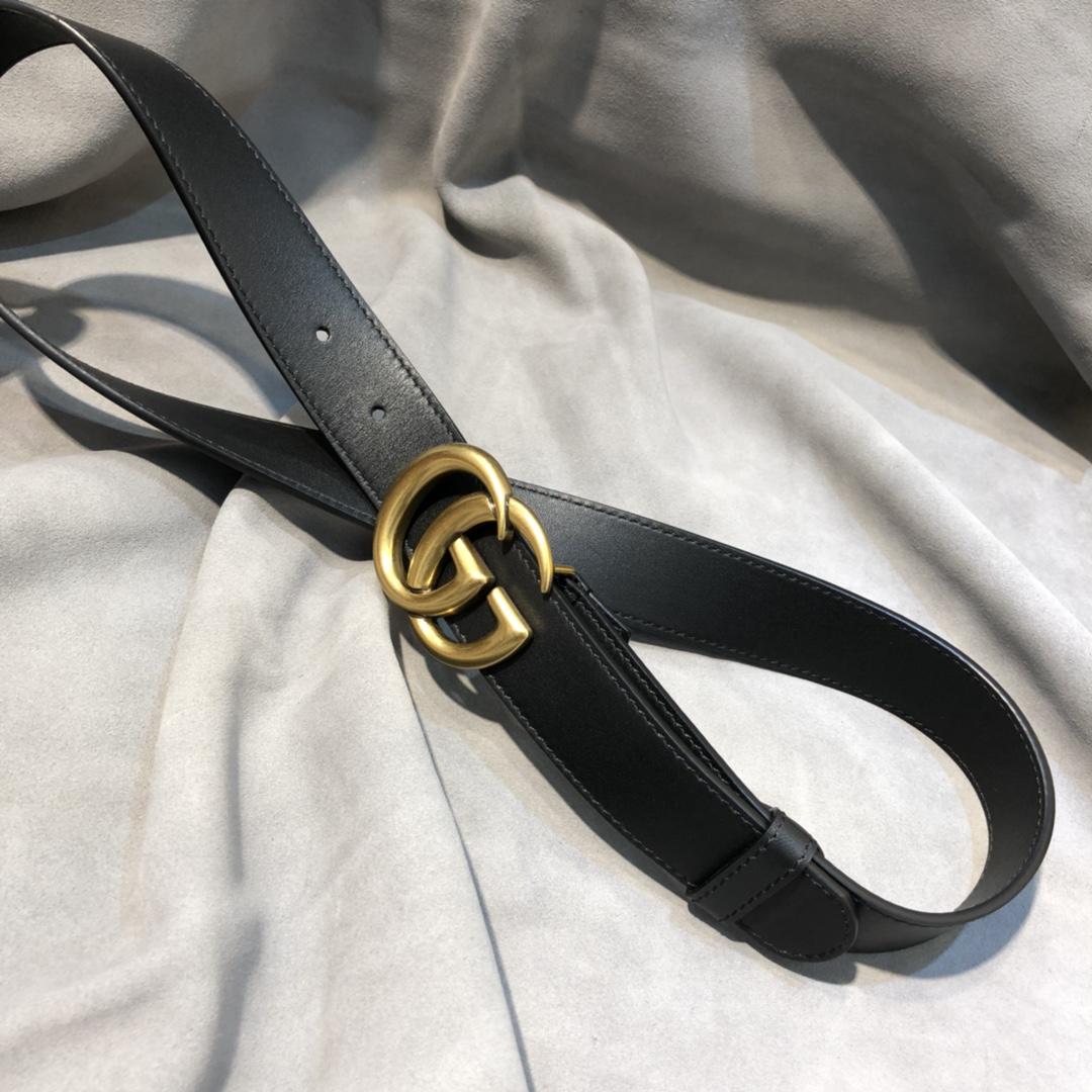 Gvc*1 Belt With Double G Buckle Black 1.2in/3cm