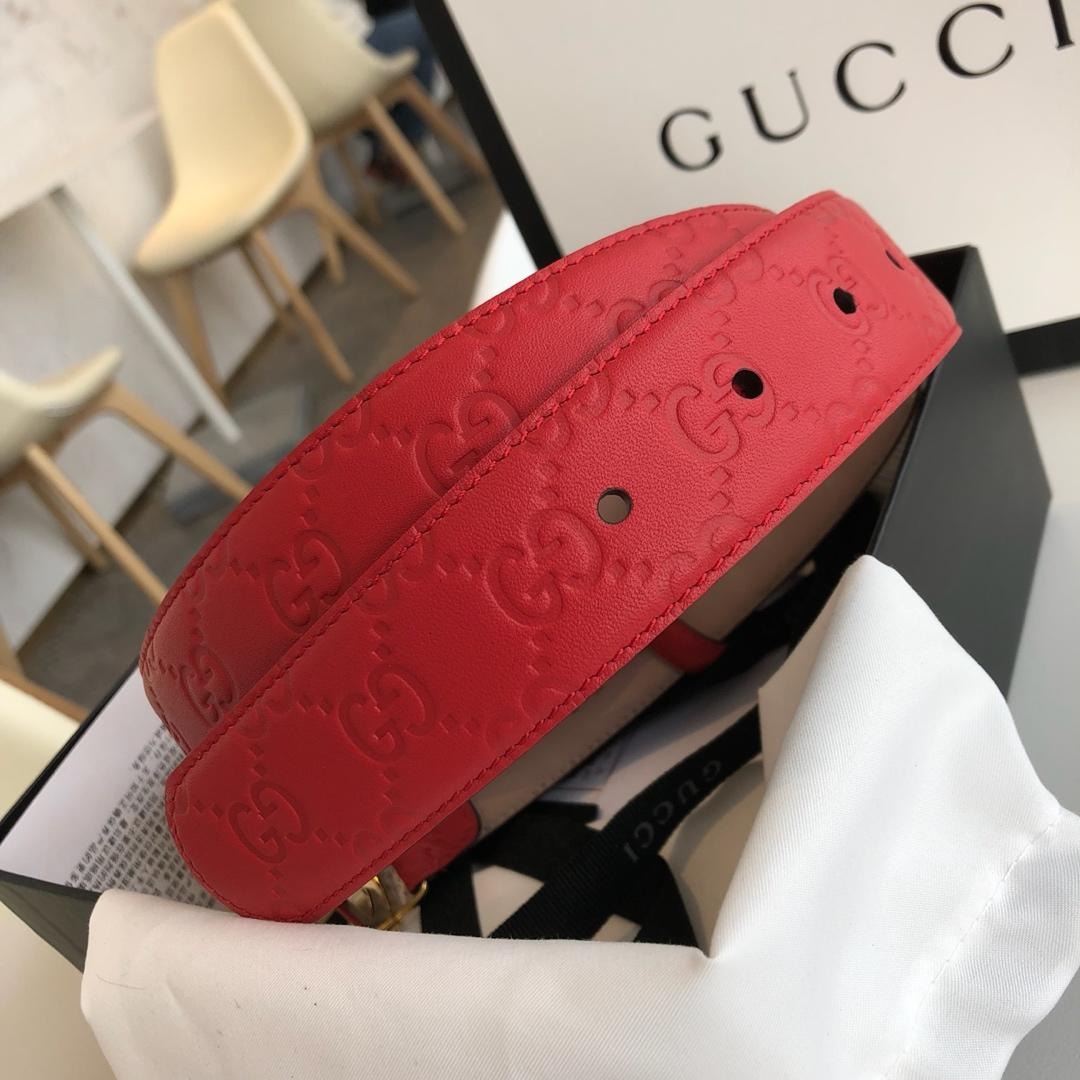 Gvc*1 Signature Belt Red/Cream GG, Women Belt 370543