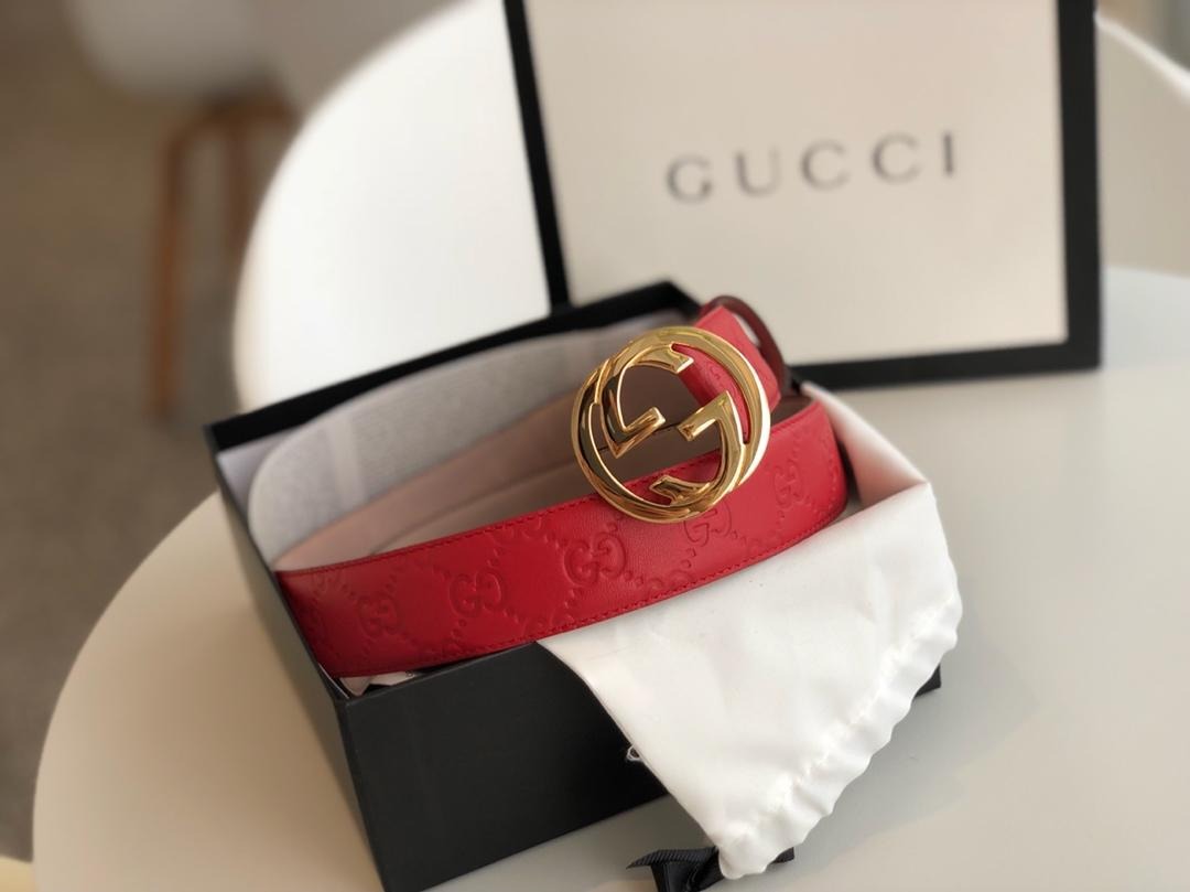 Gvc*1 Signature Belt Red/Cream GG, Women Belt 370543