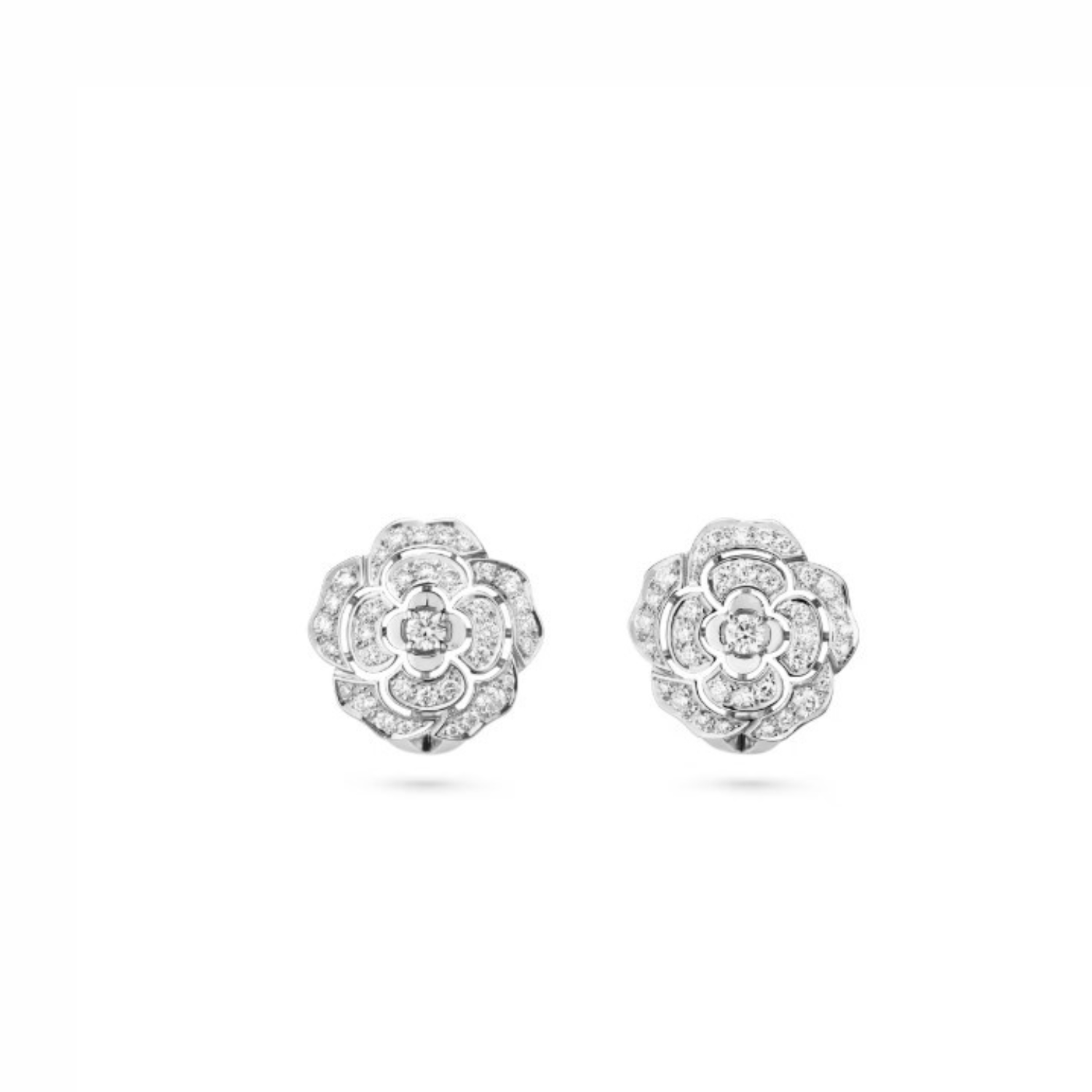 Ch**el Bouton De Camélia Earrings White Gold For Women J12072