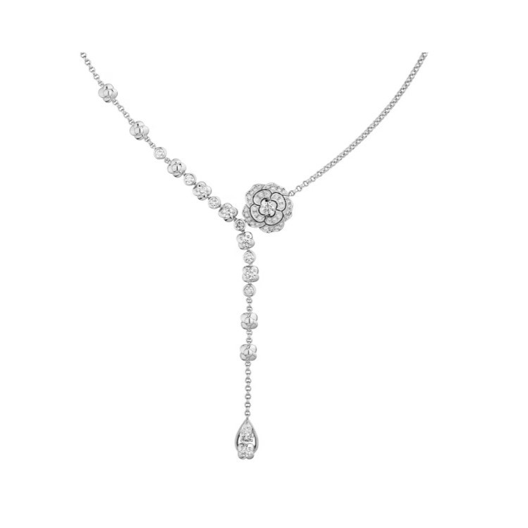 Ch**el Bouton De Camélia Necklace White Gold For Women J12058