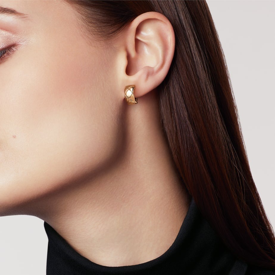 Ch**el Coco Crush Earrings Beige Gold For Women J11754