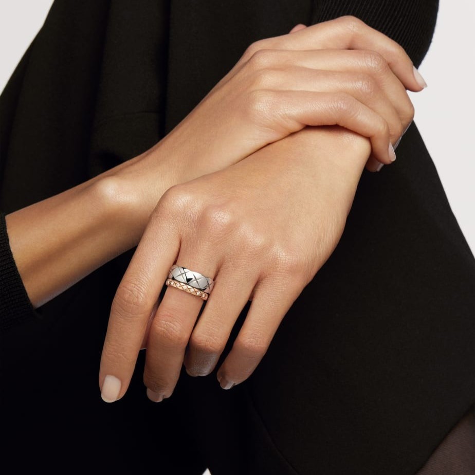 Ch**el Coco Crush Ring White Gold Small Version For Women J10570