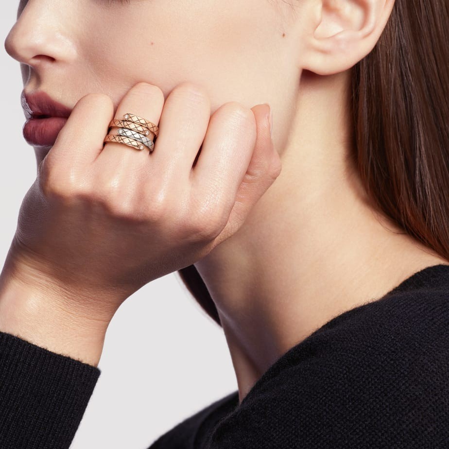 Ch**el Coco Crush Toi Et Moi Ring Beige Gold For Women J11969