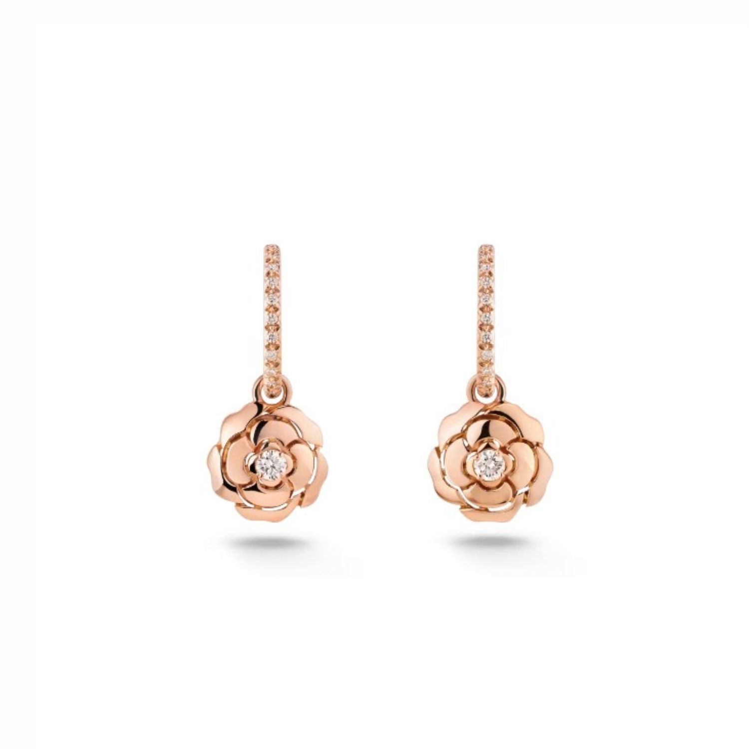 Ch**el Extrait De Camélia Earrings Rose Gold For Women J11659