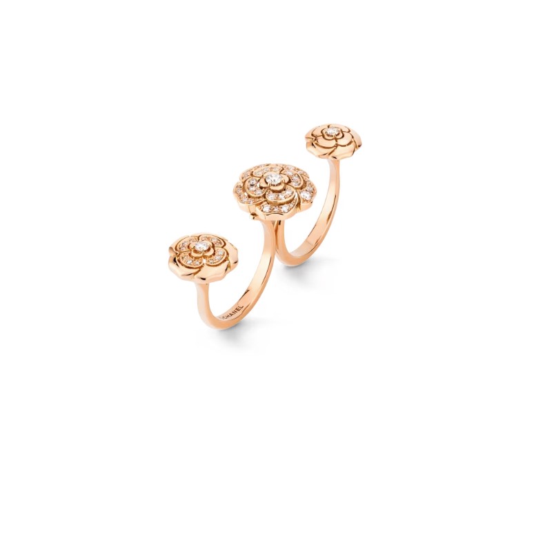 Ch**el Extrait De Camélia Transformable Ring Rose Gold For Women J11859