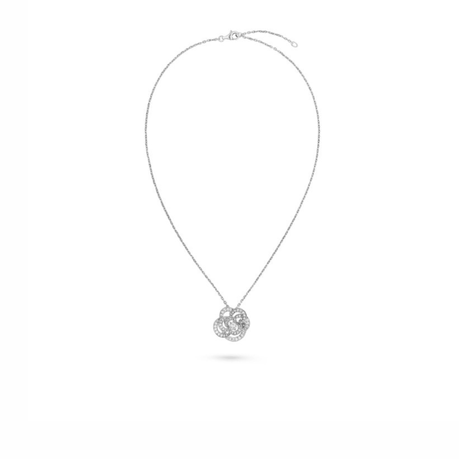 Ch**el Fil De Camélia Necklace White Gold For Women J2530