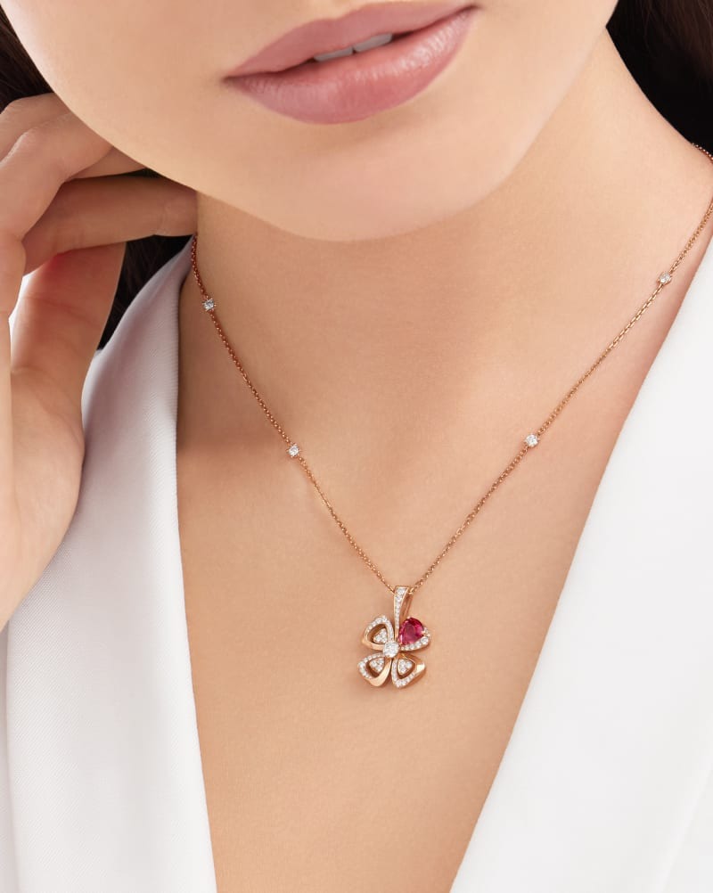 Bv1g*ai Fiorever Necklace Rose Gold For Women 359928