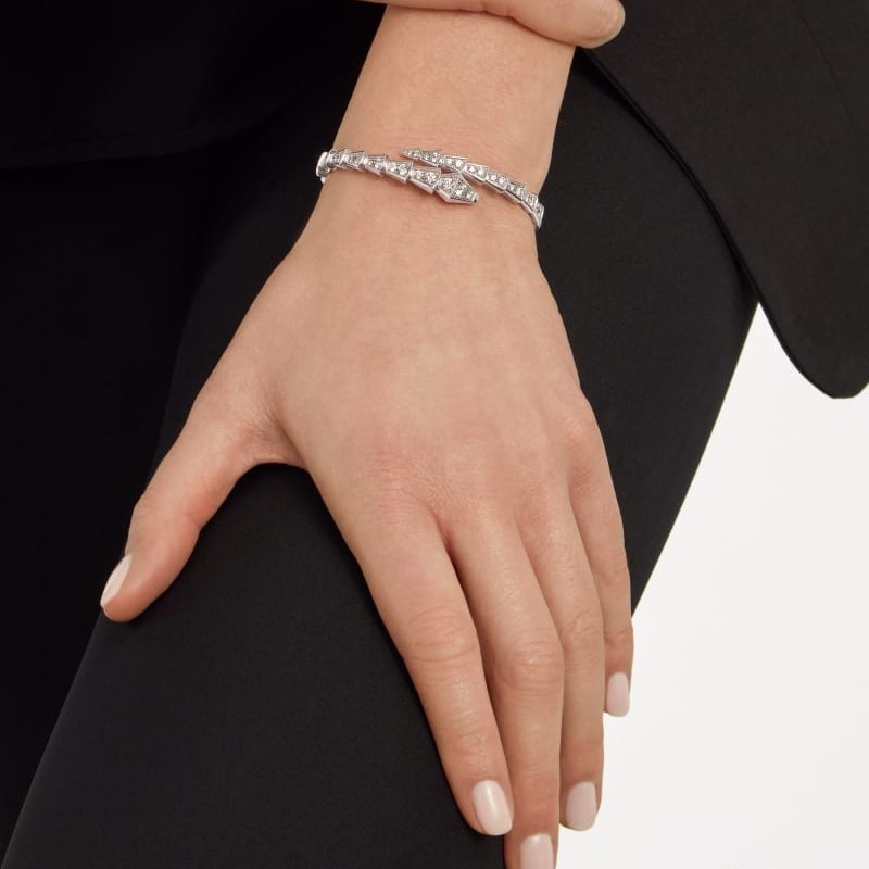 Bv1g*ai Serpenti Viper Bracelet White Gold For Women 351844