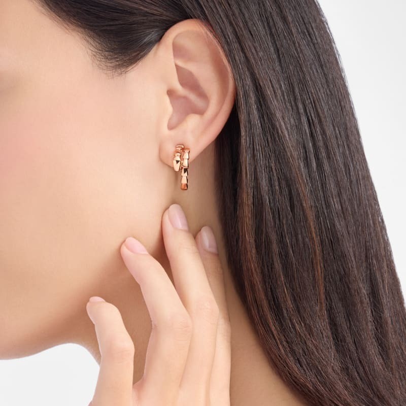 Bv1g*ai Serpenti Viper Earrings Rose Gold For Women 361293