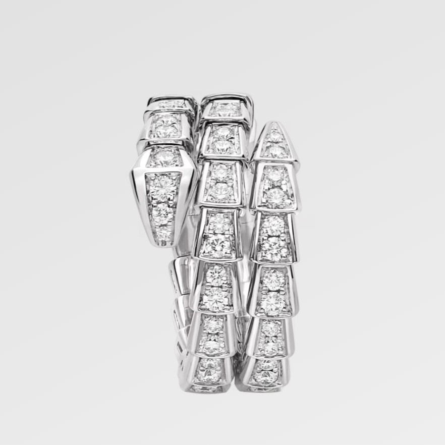 Bv1g*ai Serpenti Viper Ring White Gold For Women 357266