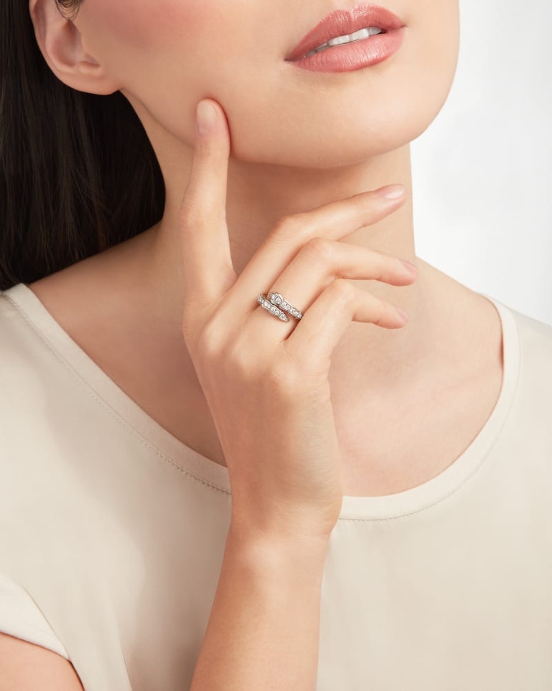 Bv1g*ai Serpenti Viper Ring White Gold For Women 354707