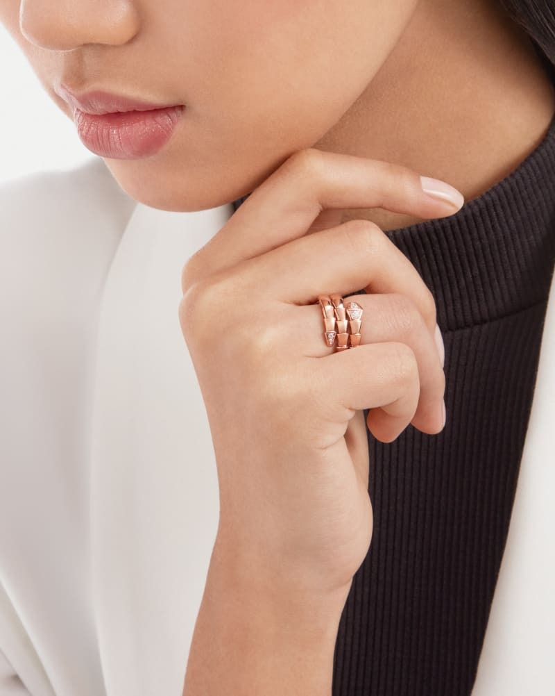 Bv1g*ai Serpenti Viper Ring Rose Gold For Women 357867