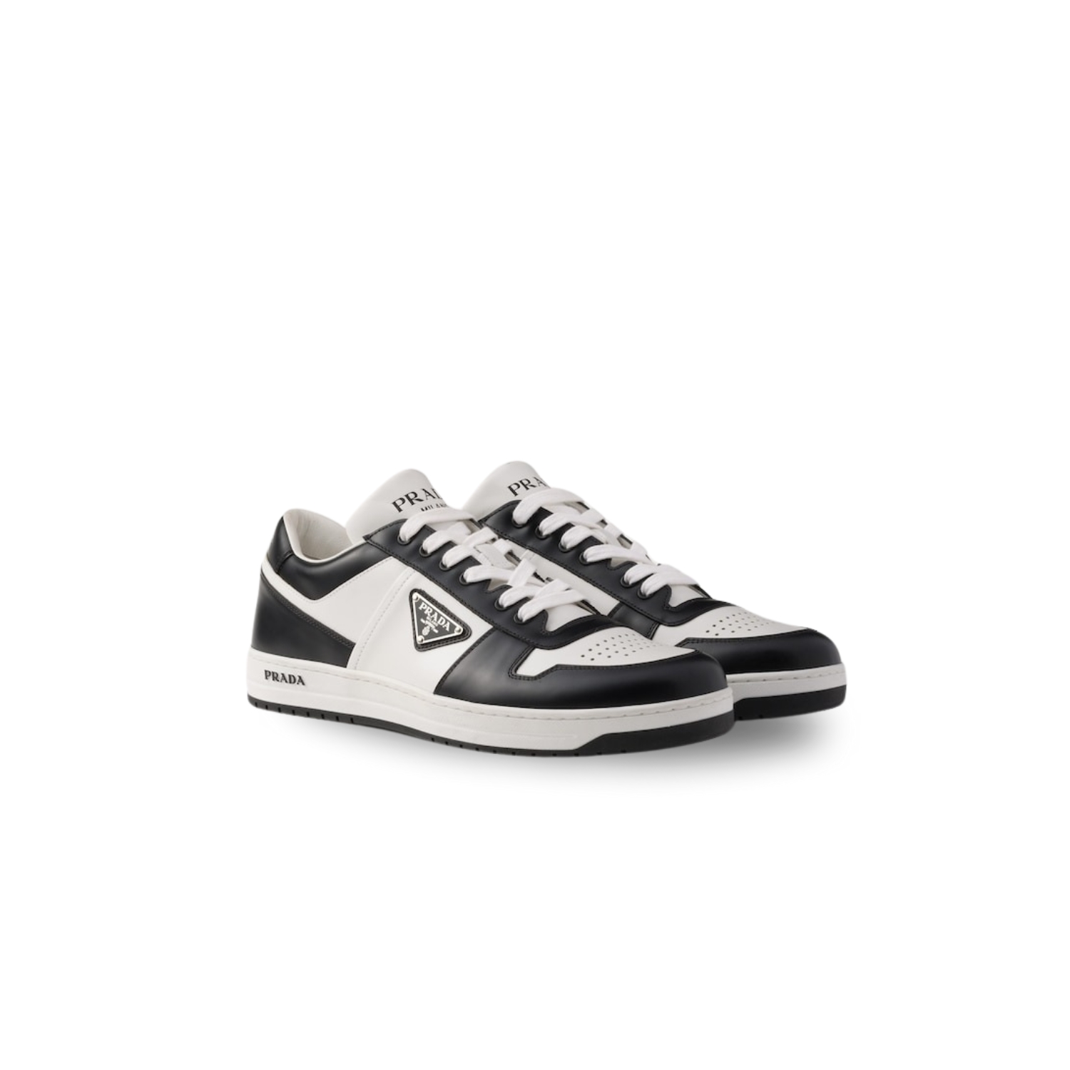 Pra*a Downtown Leather Sneakers White/Black For Men 2EE364_3LKG_F0T8F_F_D001