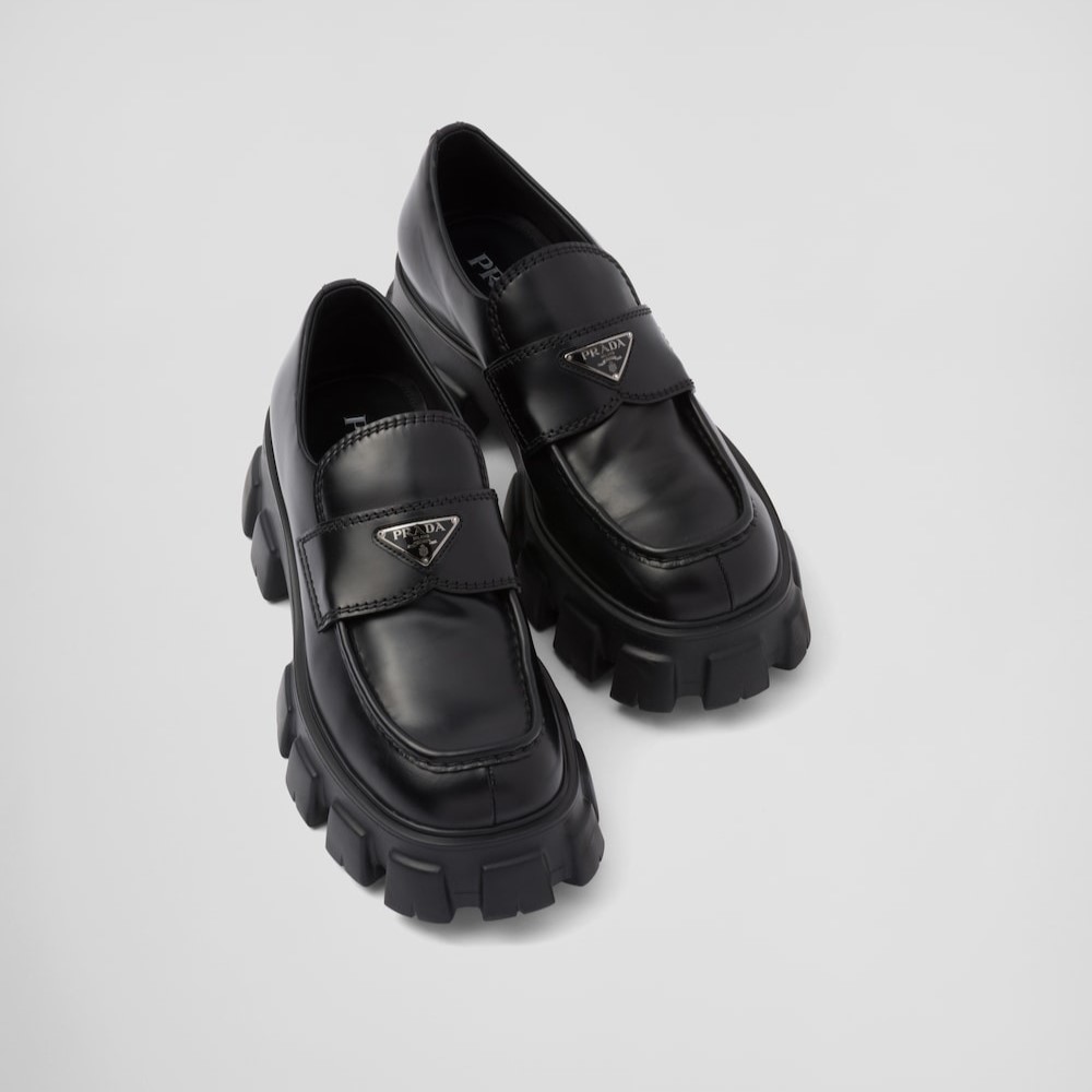 Pra*a Leather Loafers Black For Men 2DE129_B4L_F0002