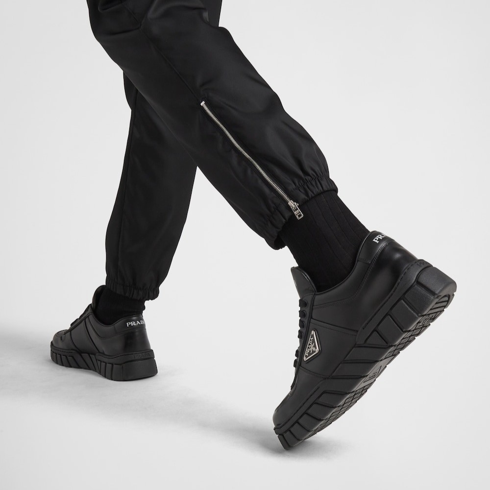 Pra*a Leather Sneakers Black For Men 2EE378_3LJ6_F0002