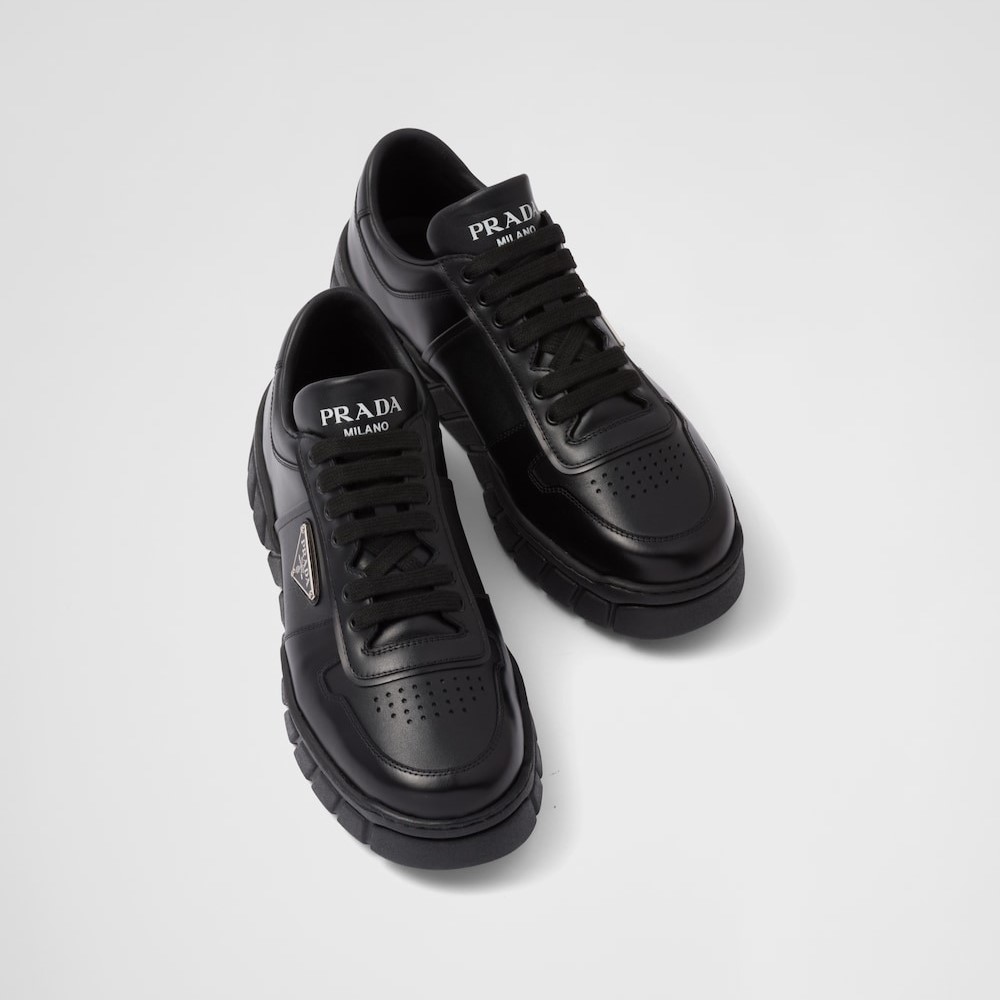 Pra*a Leather Sneakers Black For Men 2EE378_3LJ6_F0002