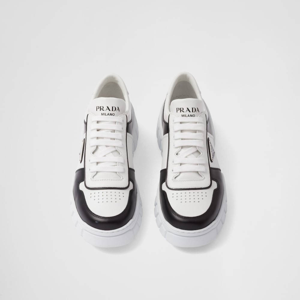 Pra*a Leather Sneakers White/Black For Men 2EE378_3LJ6_F0964
