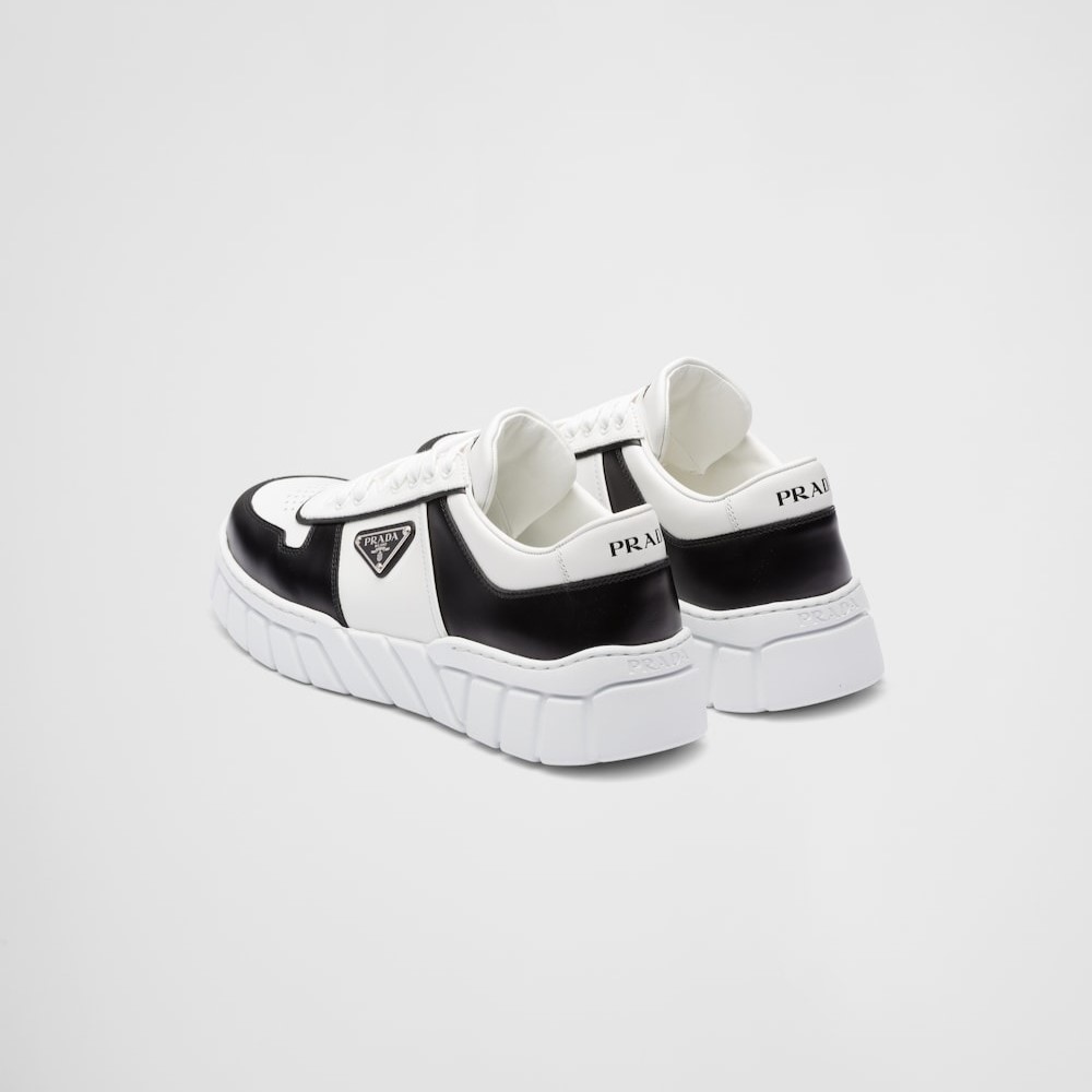 Pra*a Leather Sneakers White/Black For Men 2EE378_3LJ6_F0964