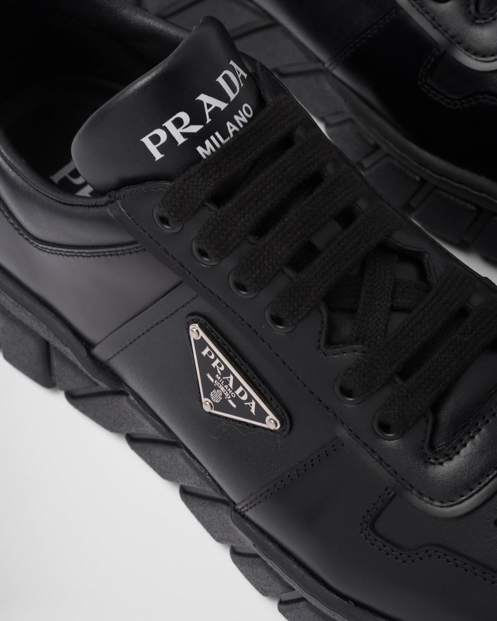 Pra*a Leather Sneakers Black For Men 2EE378_3LJ6_F0002