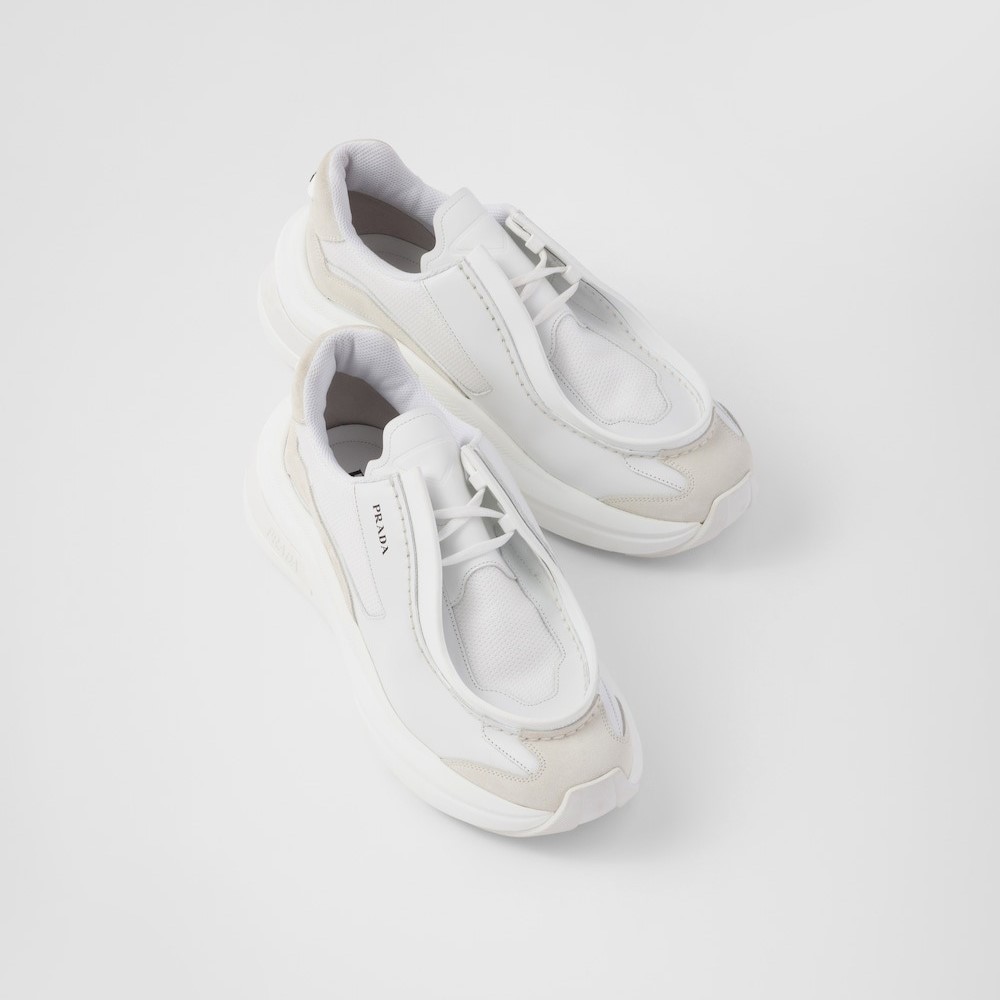 Pra*a Systeme Brushed Leather Sneakers White For Men 2EG424_3C37_F0009