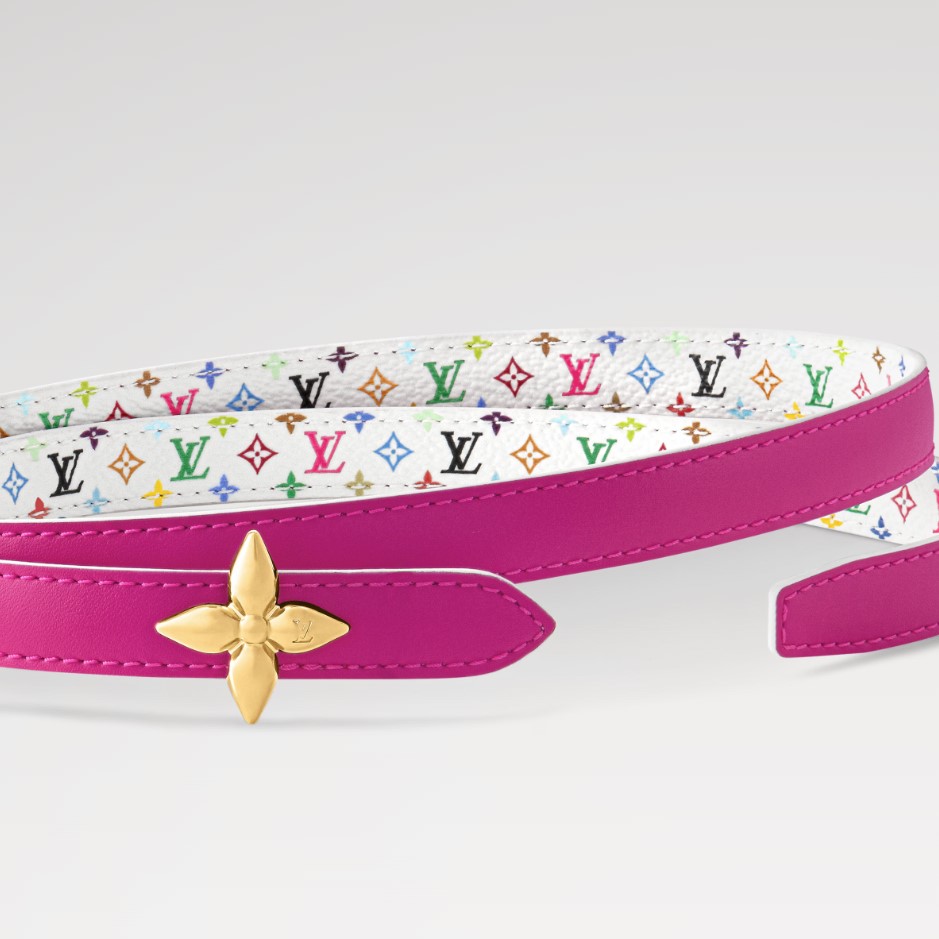 L0vis Vvtt0n LV x TM Mini Flowergram 15mm Reversible Belt White For Women M8992U