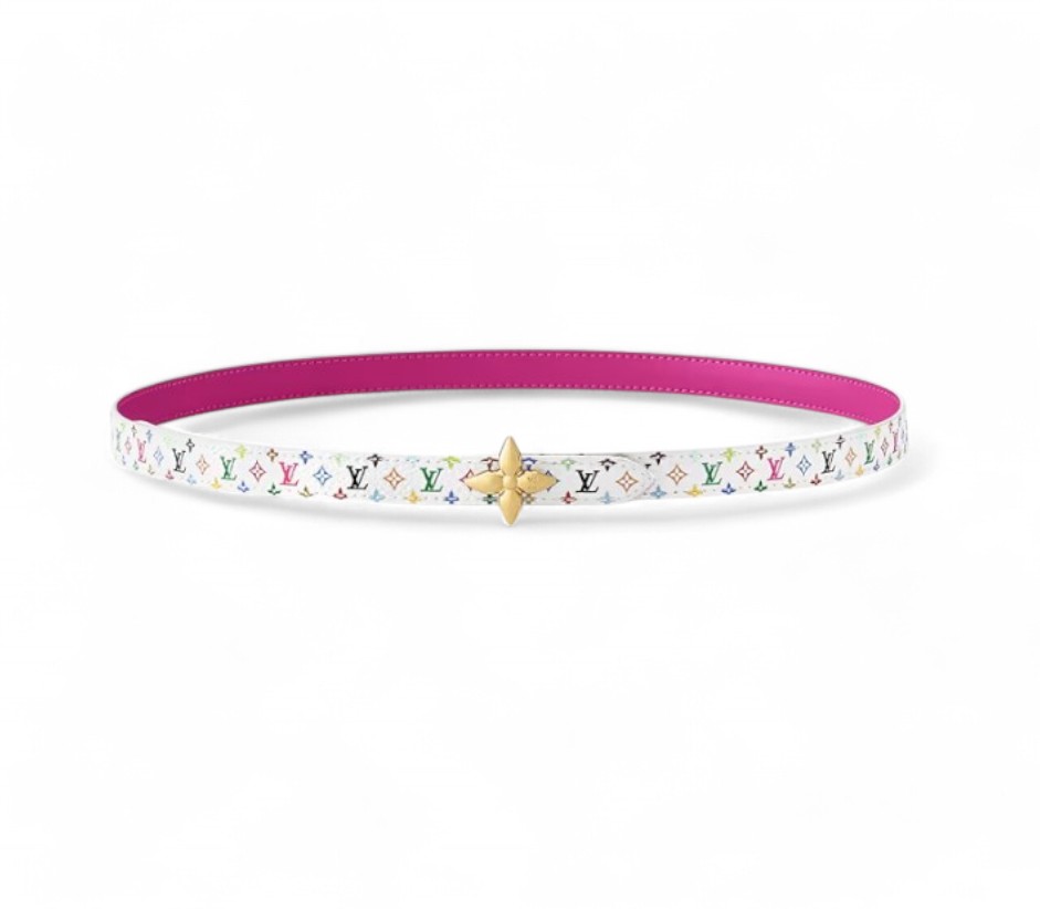 L0vis Vvtt0n LV x TM Mini Flowergram 15mm Reversible Belt White For Women M8992U