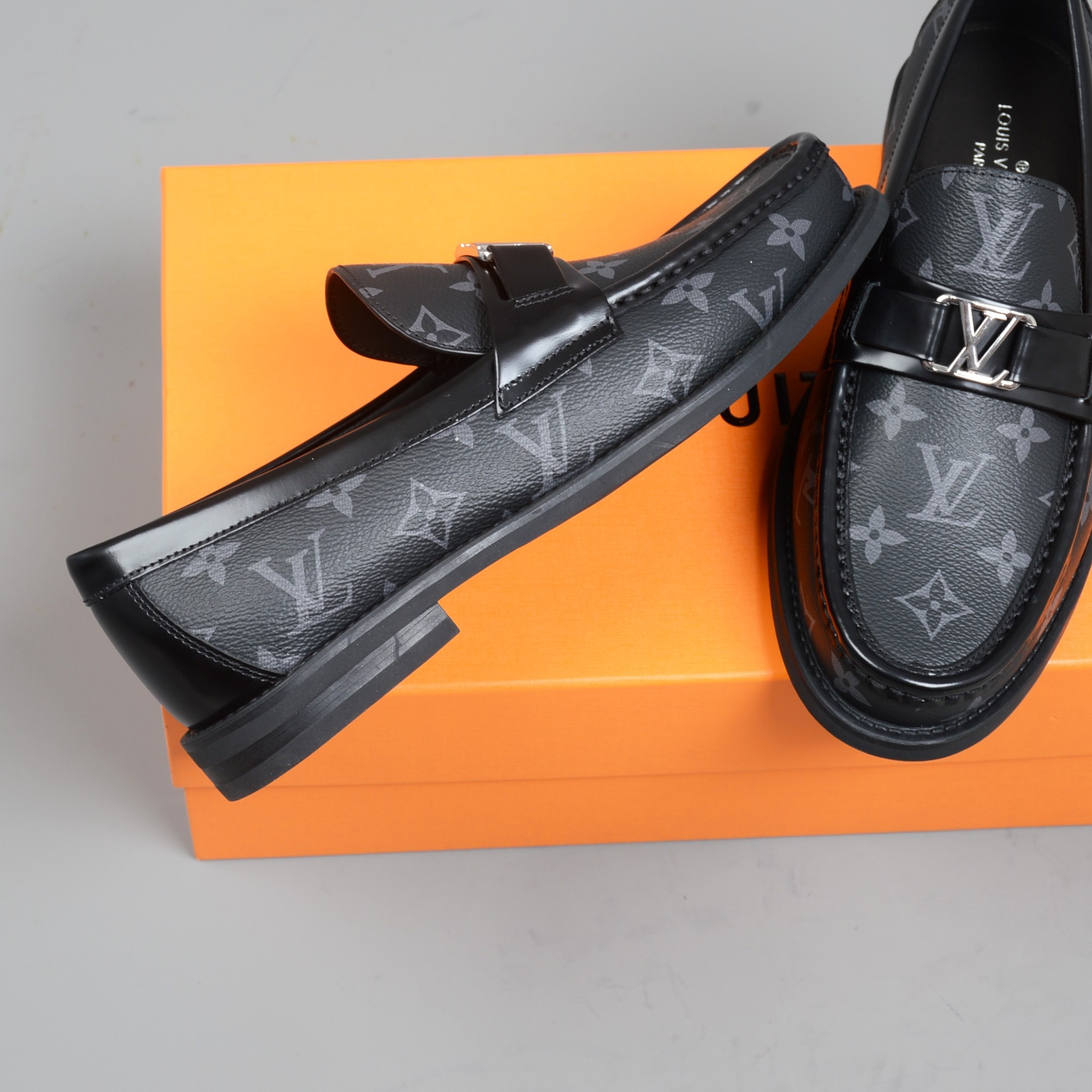 L0vis Vvtt0n Monte Carlo Mocassin in Black Monogram Canvas for Men