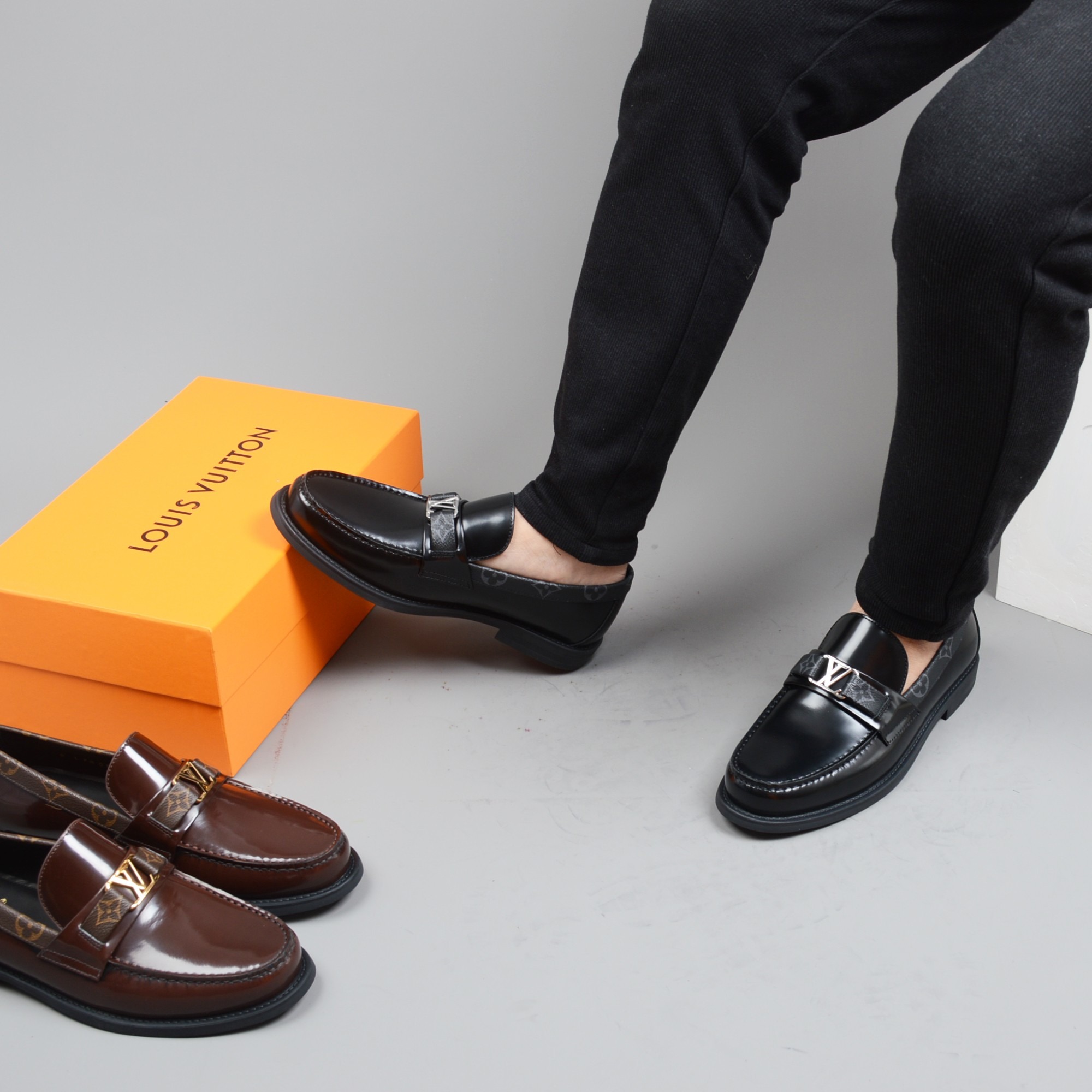 L0vis Vvtt0n Monte Carlo Mocassin Monogram Canvas Black For Men LV