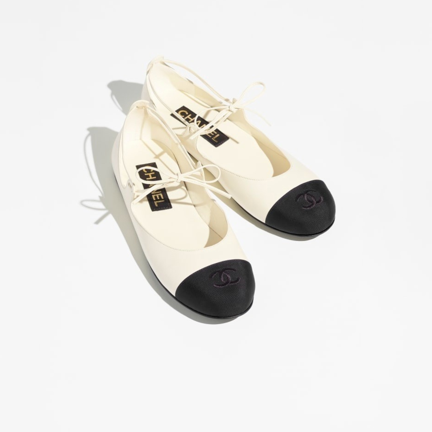 Ch**el Emblematic Codes Mary Janes Ivory/Black For Women G46324-B19725-NAERC