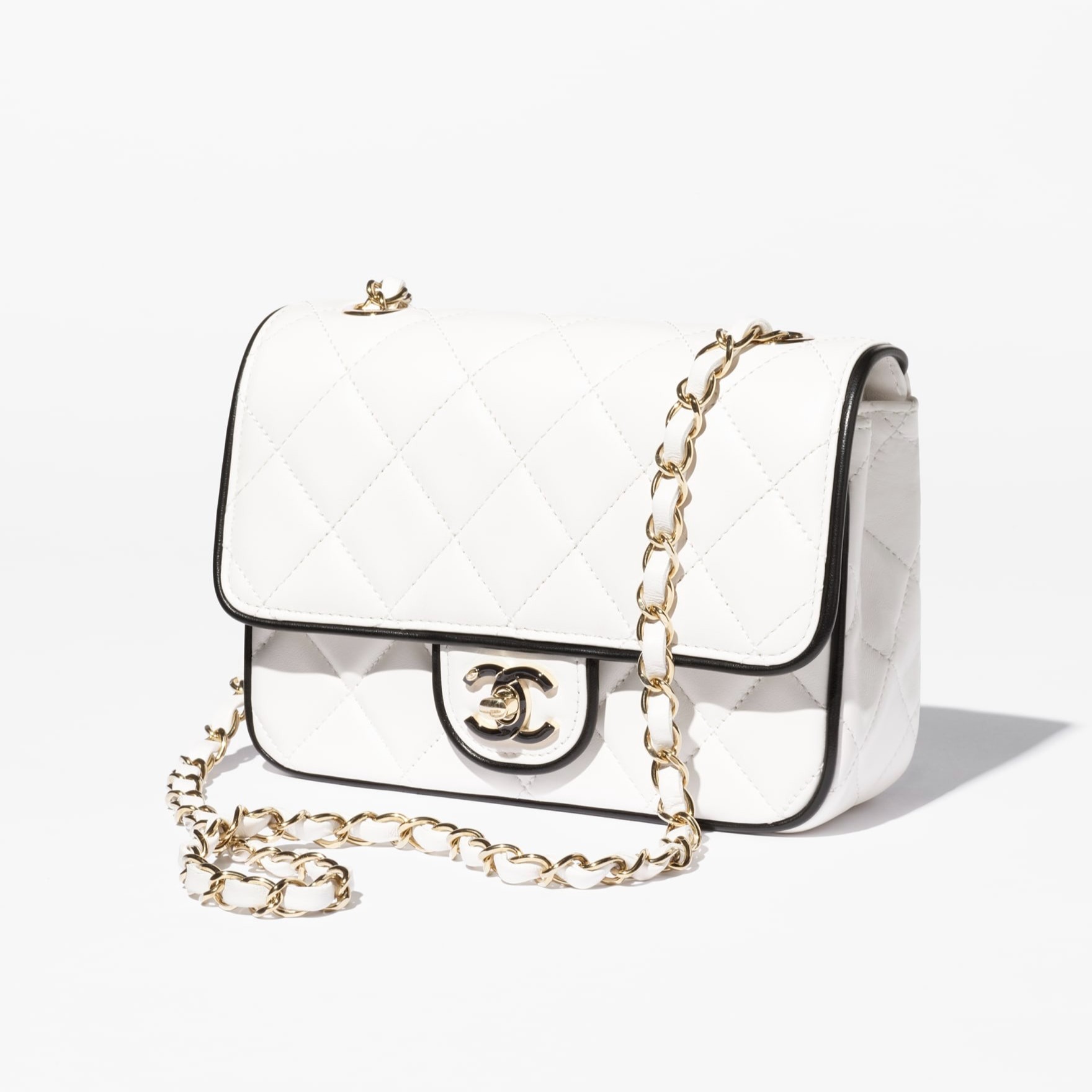 Ch**el Mini Flap Bag White/Black 7.7in/19.5cm For Women AS5151-B19381-NAFJQ