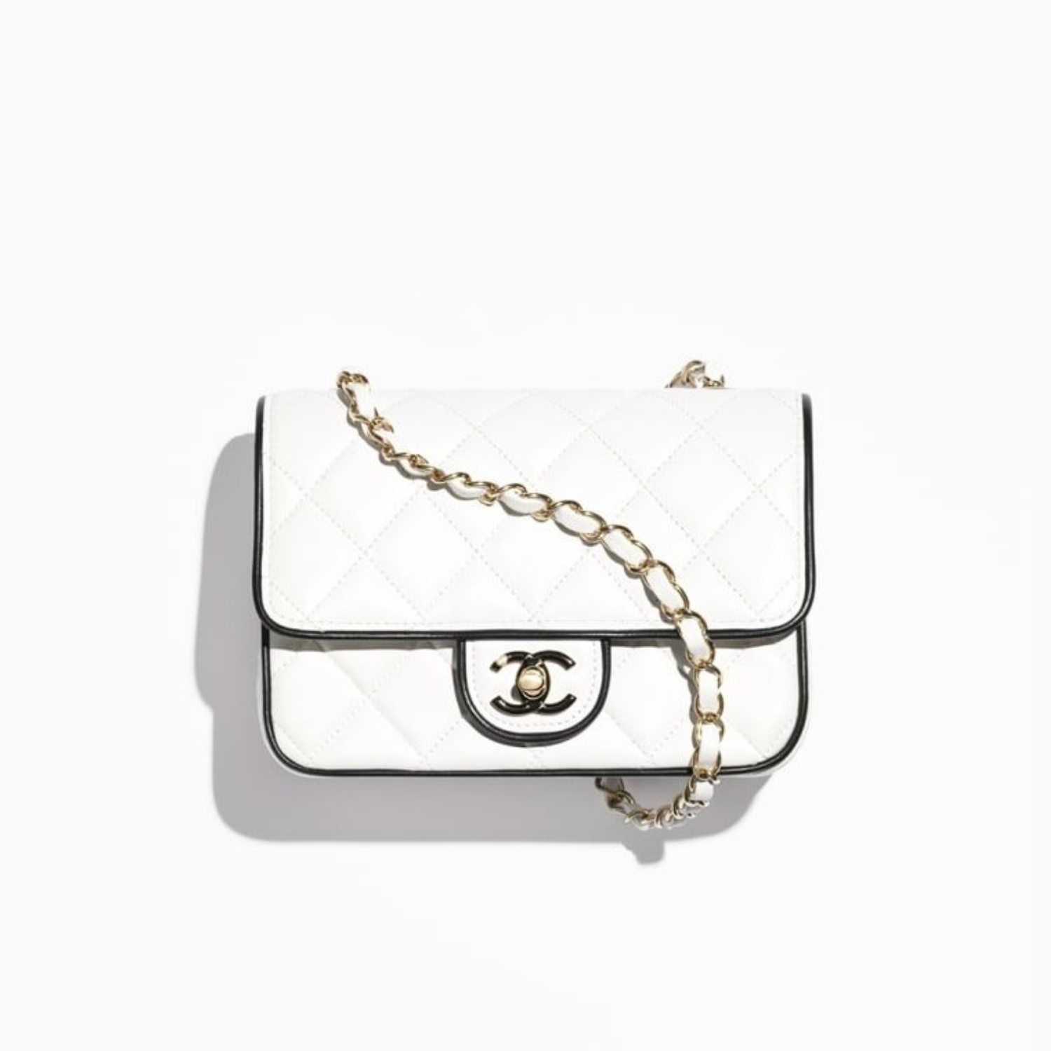 Ch**el Mini Flap Bag White/Black 7.7in/19.5cm For Women AS5151-B19381-NAFJQ