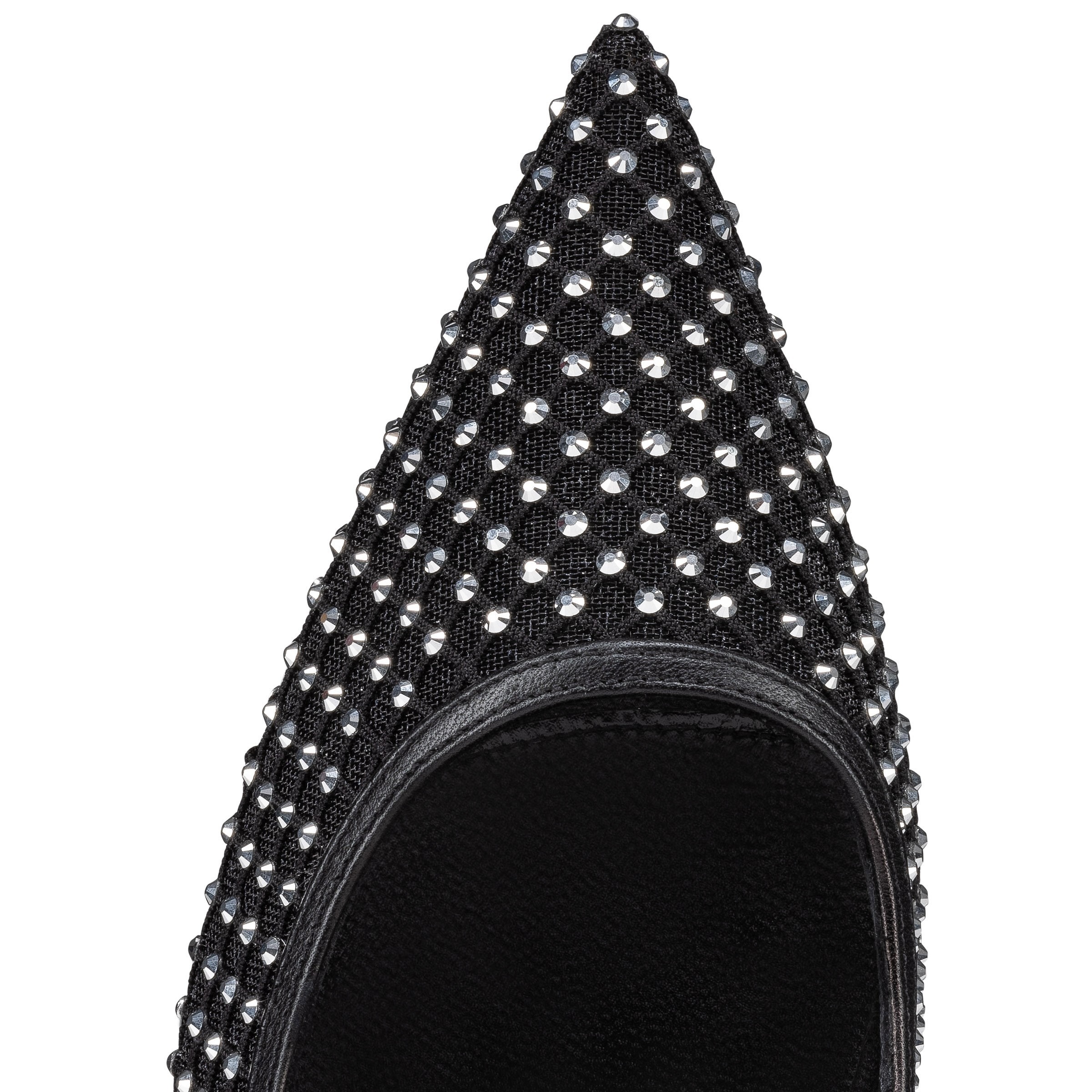 Chr1st1an Louboutin Apostropha Mesh Strass Pumps Black For Women 80mm 3240170B775
