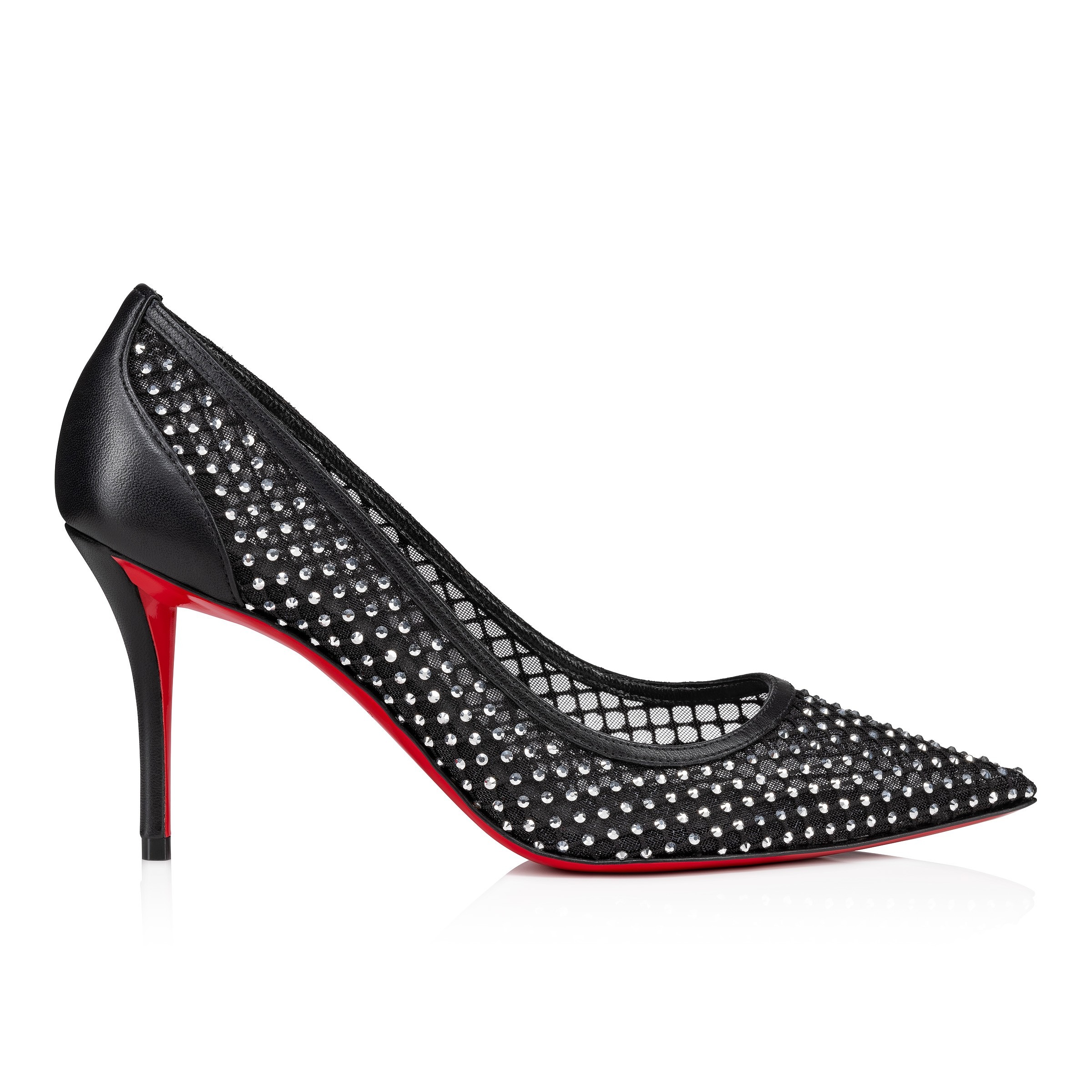 Chr1st1an Louboutin Apostropha Mesh Strass Pumps Black For Women 80mm 3240170B775