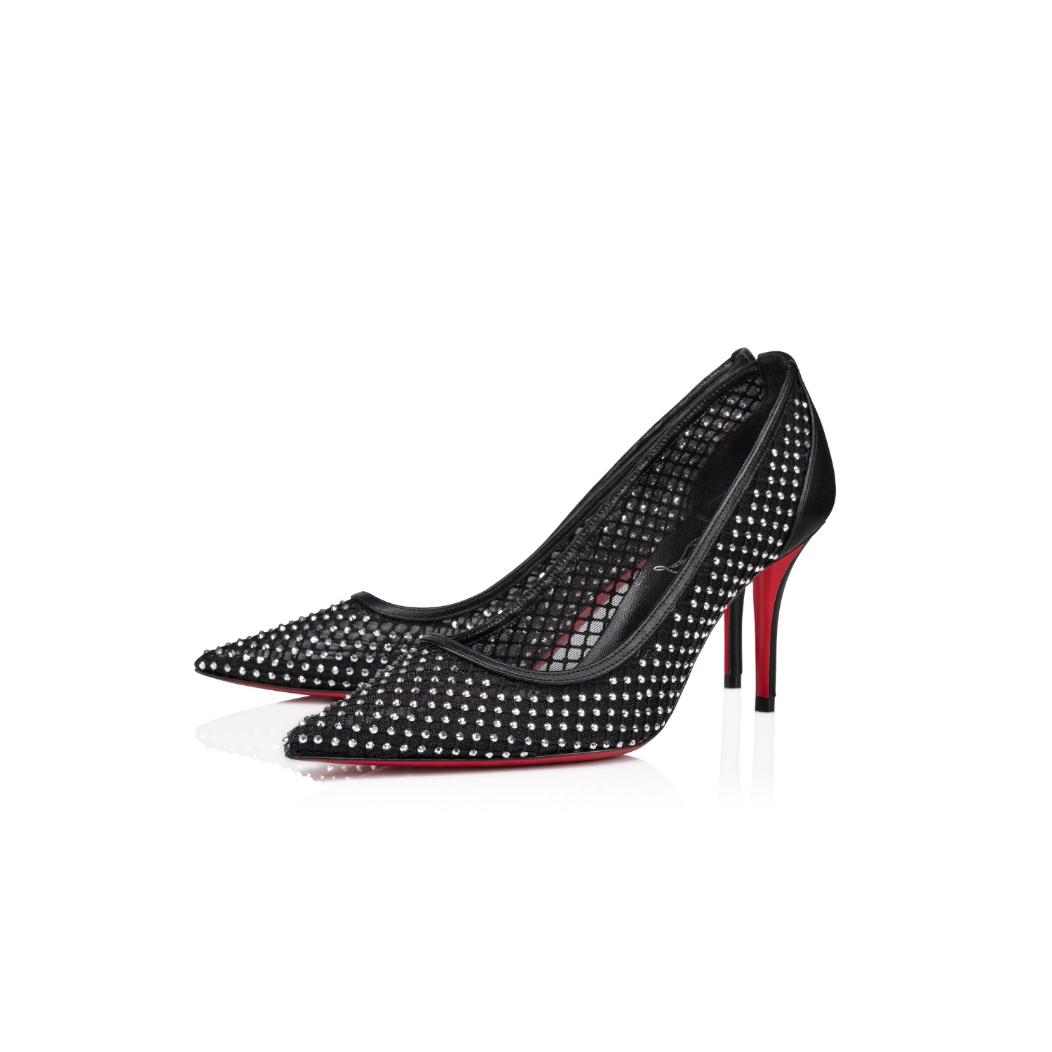 Chr1st1an Louboutin Apostropha Mesh Strass Pumps Black For Women 80mm 3240170B775