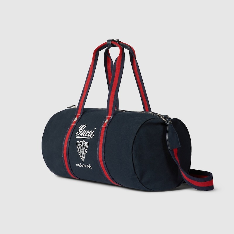 Gvc*1 Large Printed Canvas Duffle Bag Dark Blue 21.3in/54cm ‎‎816866 FAD78 4044