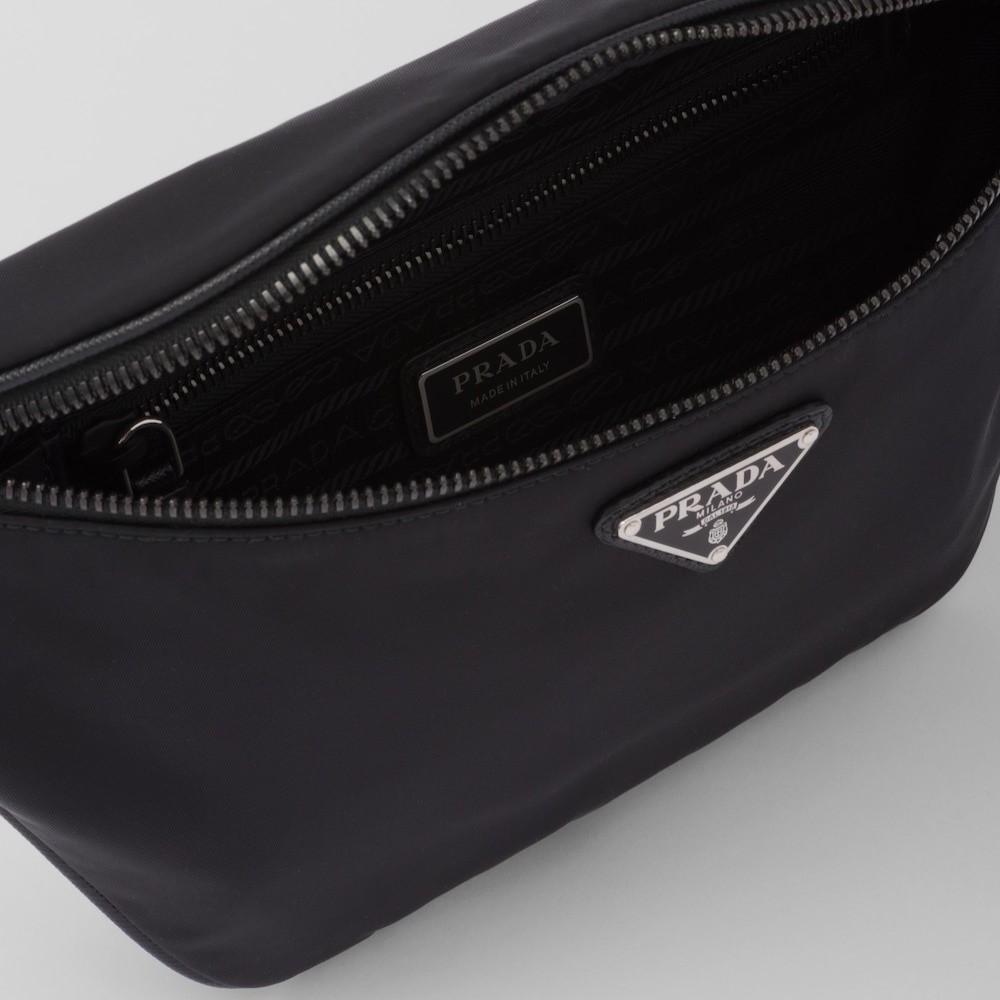 Pra*a Re-Nylon And Saffiano Leather Belt Bag Black For Men 7.9in/20cm 2VL033_2DMH_F0002_V_OOM