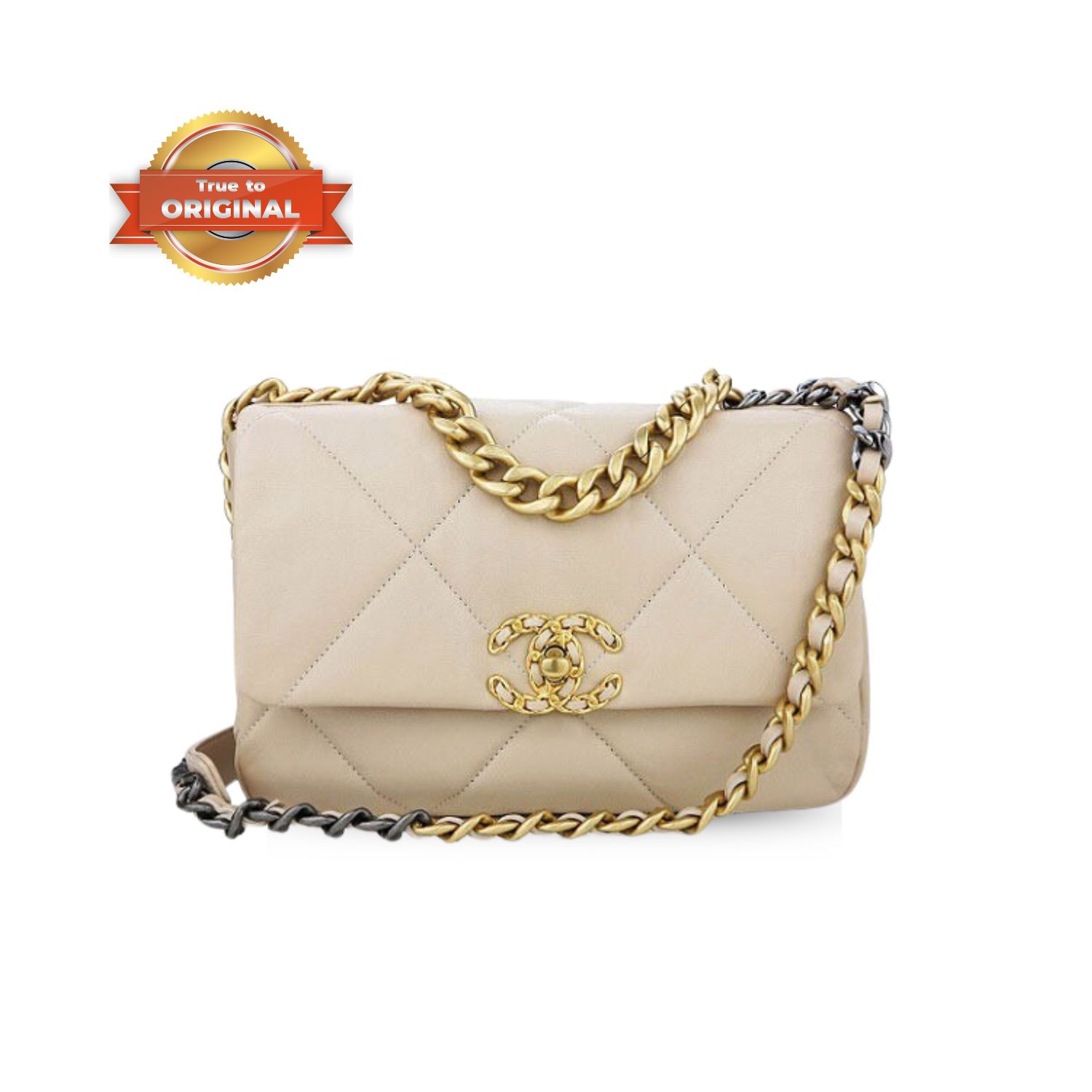 [True-to-ORIGINAL] Ch**el 19 Flap Bag Beige For Women 10.1in/26cm