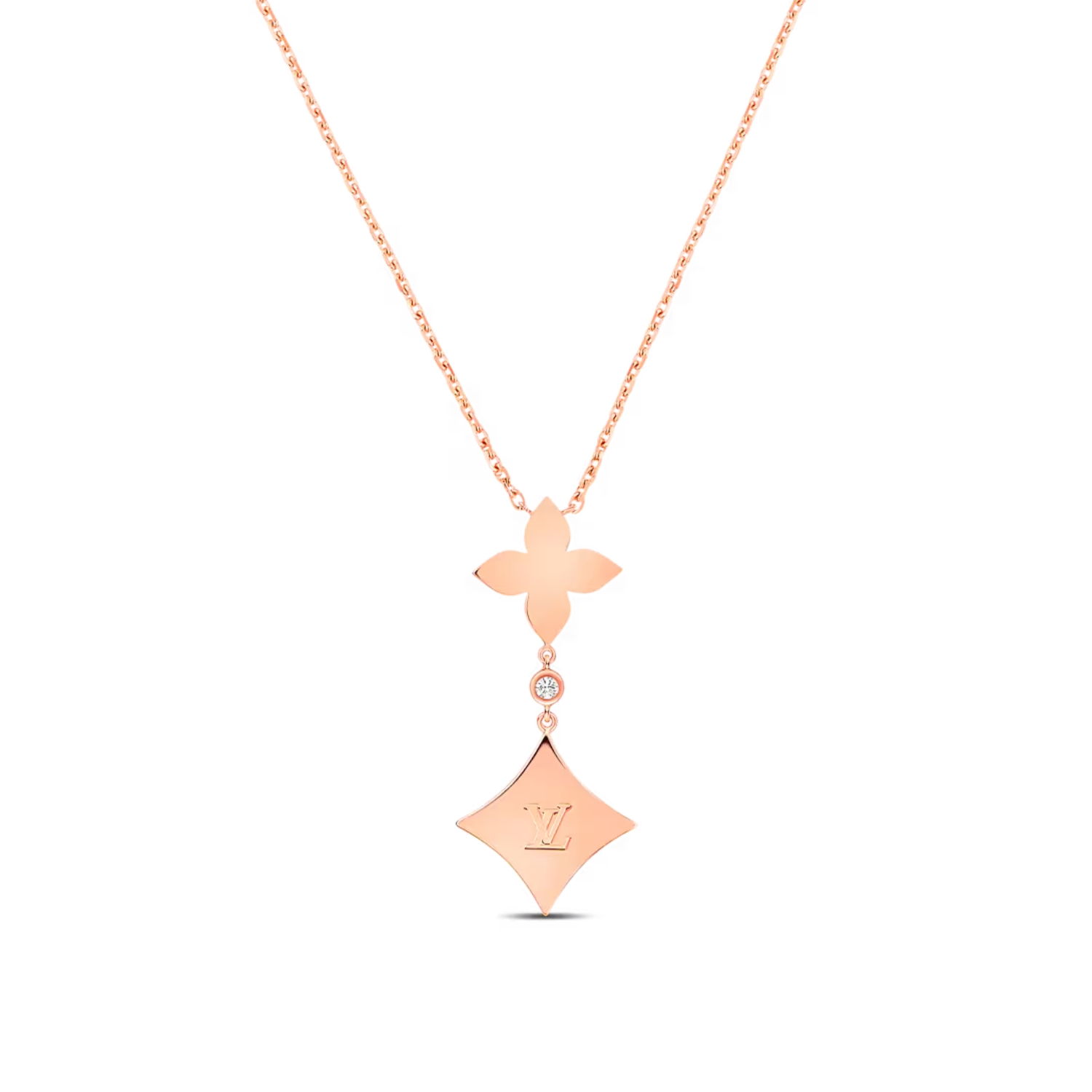 L0vis Vvtt0n Color Blossom Double Star Pendant Necklace Pink-Toned For Women Q94676