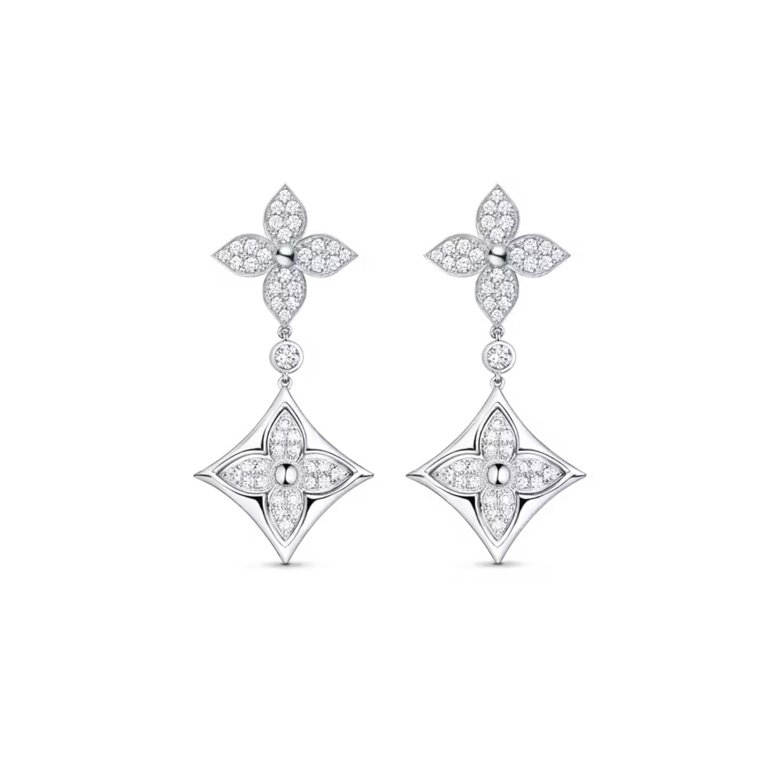L0vis Vvtt0n Color Blossom Long Earrings Silver-Toned For Women Q96501