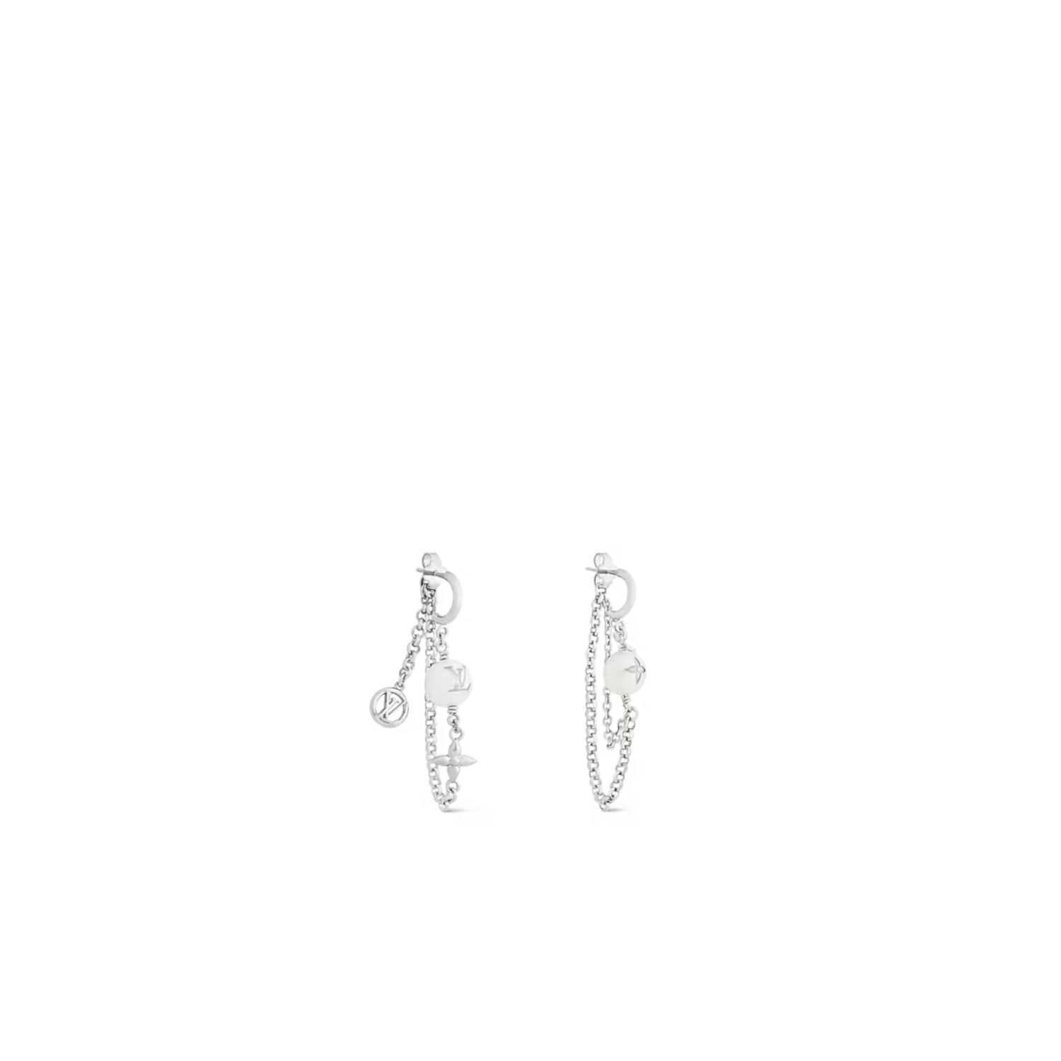 L0vis Vvtt0n Mix Chains Earrings Silver-Toned For Women – M02514