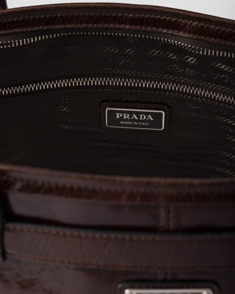 Pra*a Bonnie Leather Tote Bag Dark Brown For Men 19.7in/50cm 2VG128_2CYR_F01D6_V_OOO