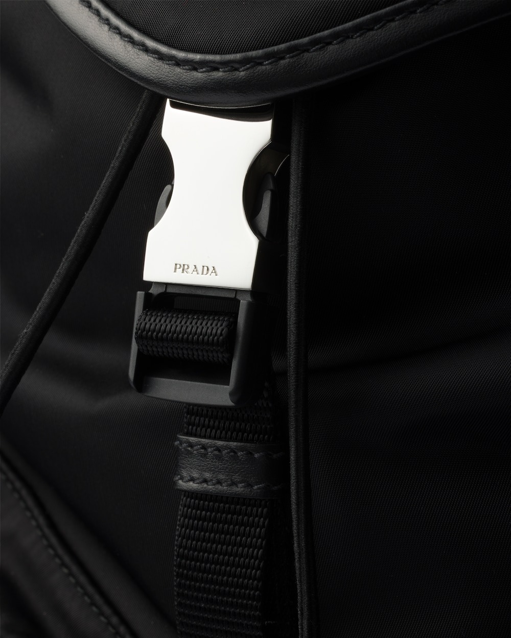 Pra*a Re-Nylon And Leather Backpack Black For Men 11.8in/30cm 2VZ108_2DW3_F0002_V_DYO