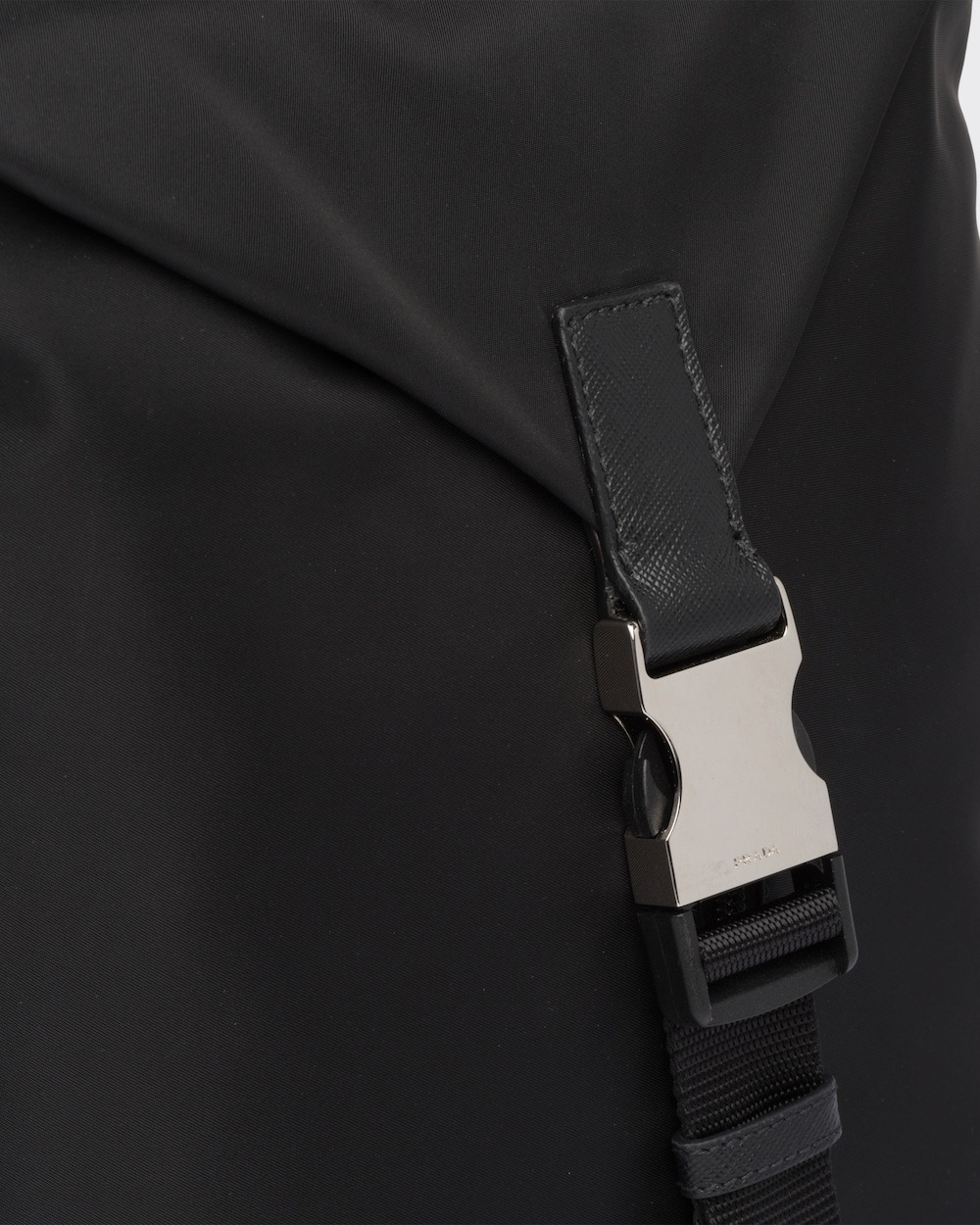 Pra*a Re-Nylon And Leather Backpack Black For Men 11.4in/29cm 2VZ028_2DMG_F0002_V_OOO