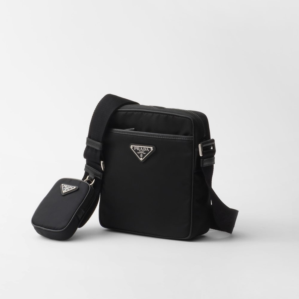 Pra*a Re-Nylon And Leather Shoulder Bag For Men 6.7in/17cm 2VH112_2DMH_F0002_V_XOP
