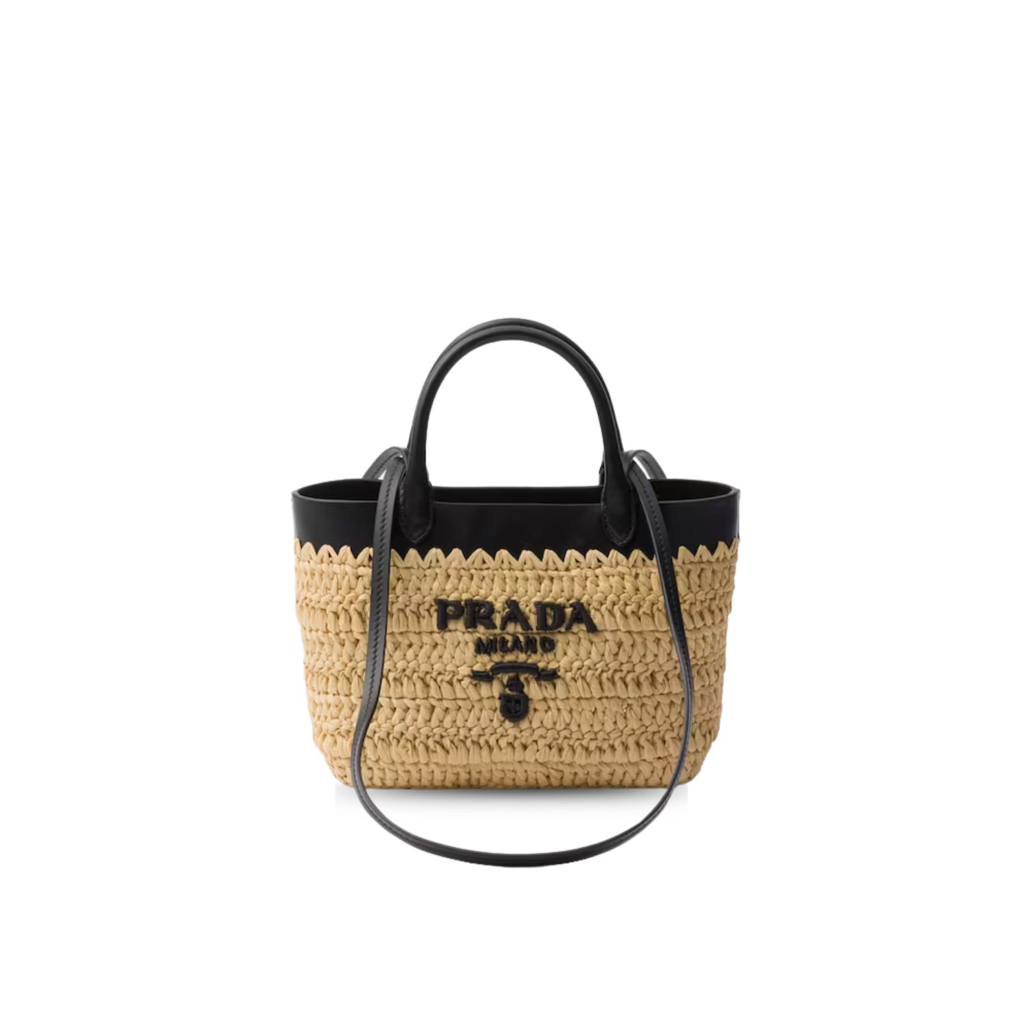 Pra*a Small Crochet Tote Bag Tan For Women 26cm/10in – 1BG500_2M2Q_F0I55_V_GOO