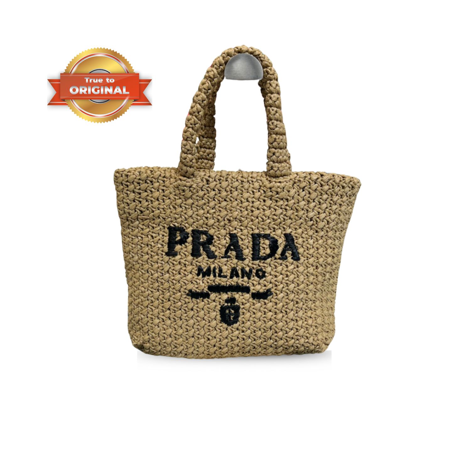 [True-to-ORIGINAL] Pra*a Small Raffia Tote Bag In Beige For Women 9.4 in/24cm 1BG422_2A2T_F0018_V_OOL